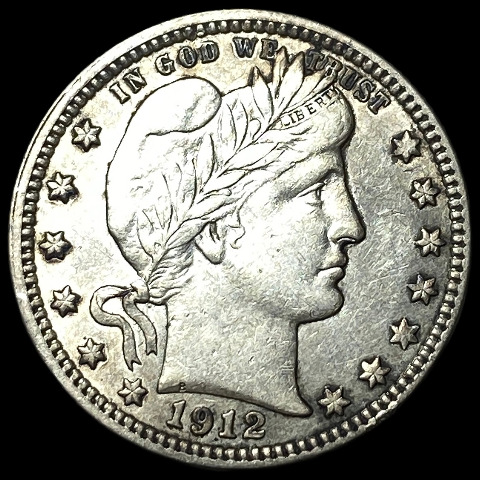 1912 Barber Silver Quarter CLOSELY UNCIRCULATED: 1912 Barber Silver Quarter CLOSELY UNCIRCULATED
