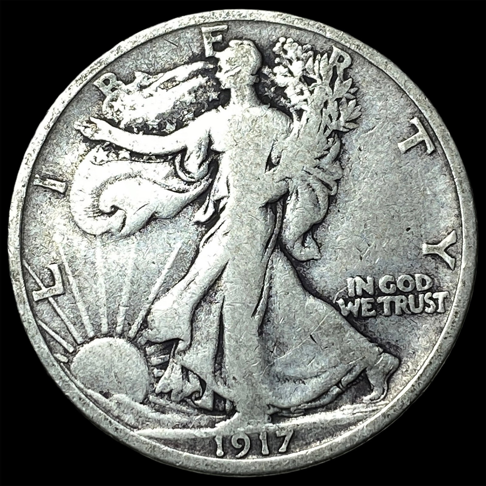 1917-S Silver Walking Liberty Half Dollar LIGHTLY CIRCULATED: 1917-S Silver Walking Liberty Half Dollar LIGHTLY CIRCULATED