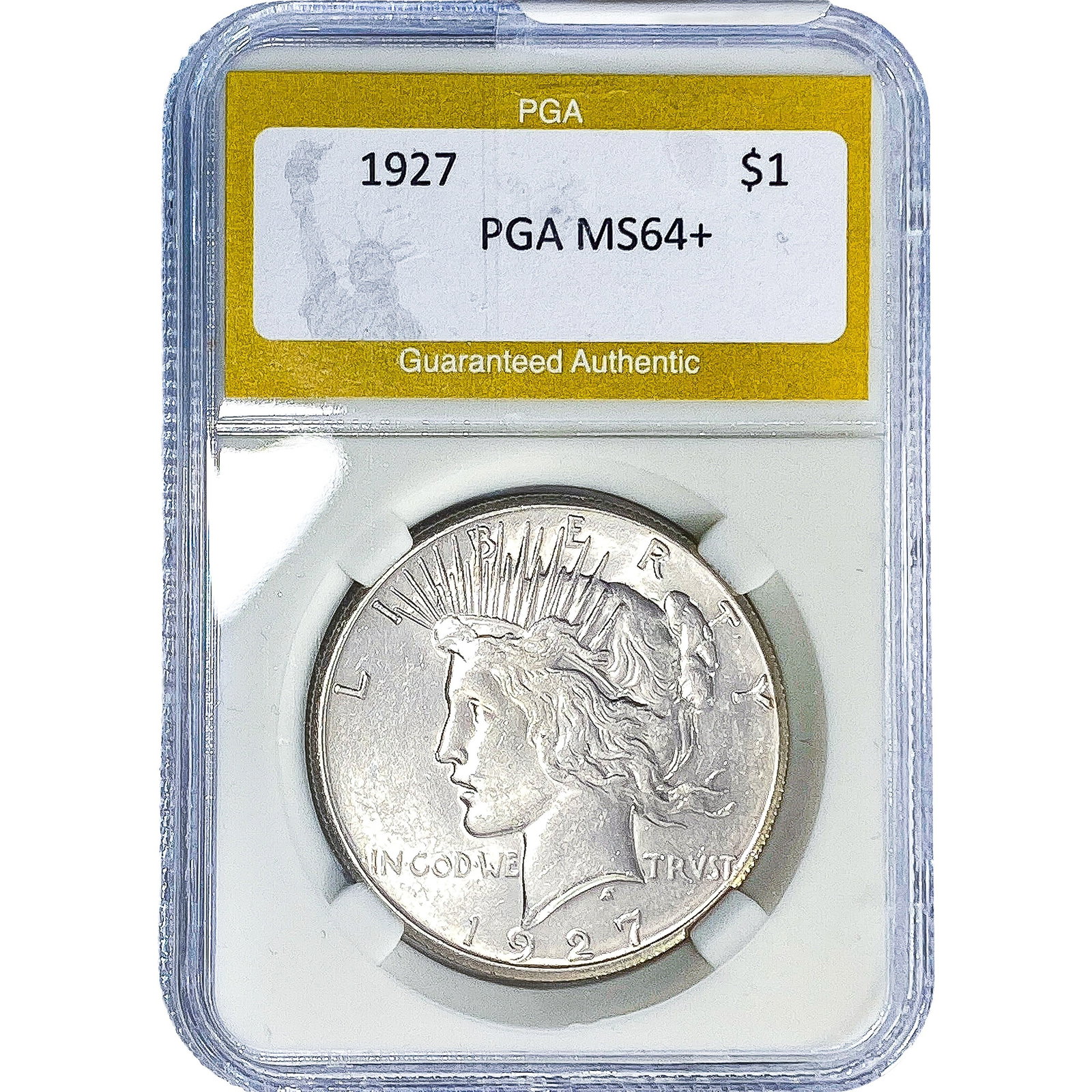 1927 Silver Peace Dollar PGA MS64+: 1927 Silver Peace Dollar PGA MS64+