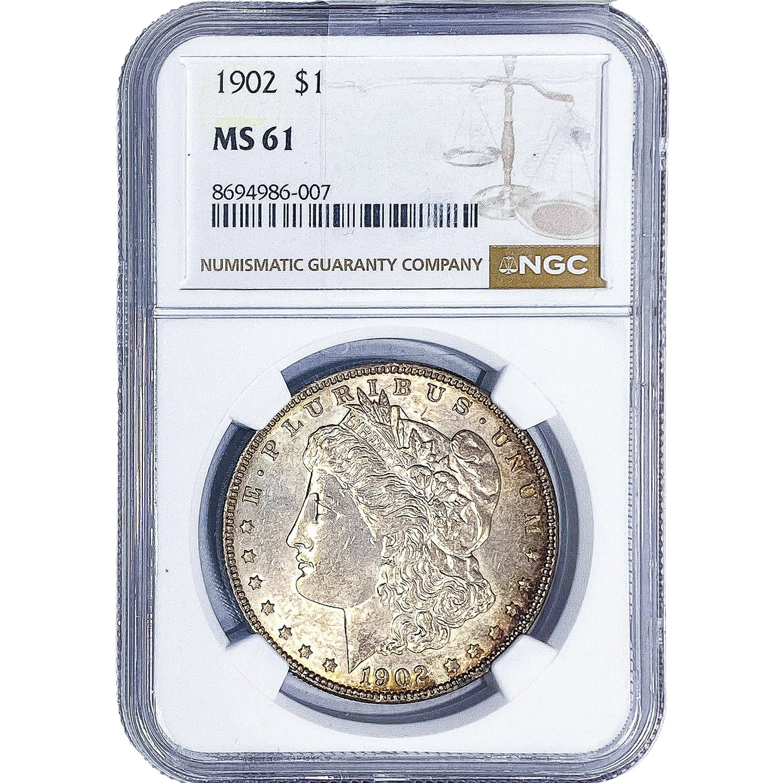 1902 Morgan Silver Dollar NGC MS61: 1902 Morgan Silver Dollar NGC MS61