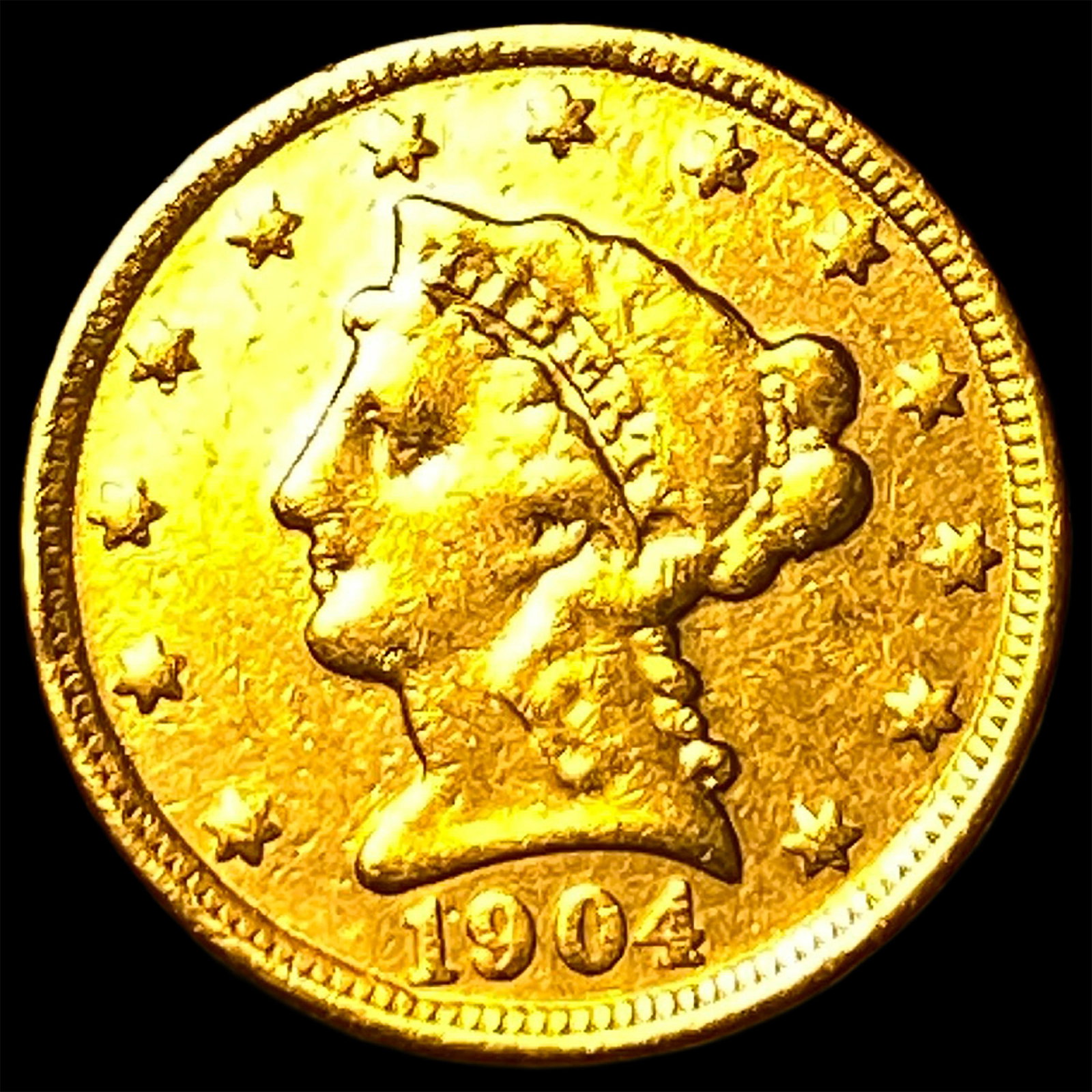 1904 Gold Quarter Eagle $2.50 LIGHTLY CIRCULATED: 1904 Gold Quarter Eagle $2.50 LIGHTLY CIRCULATED