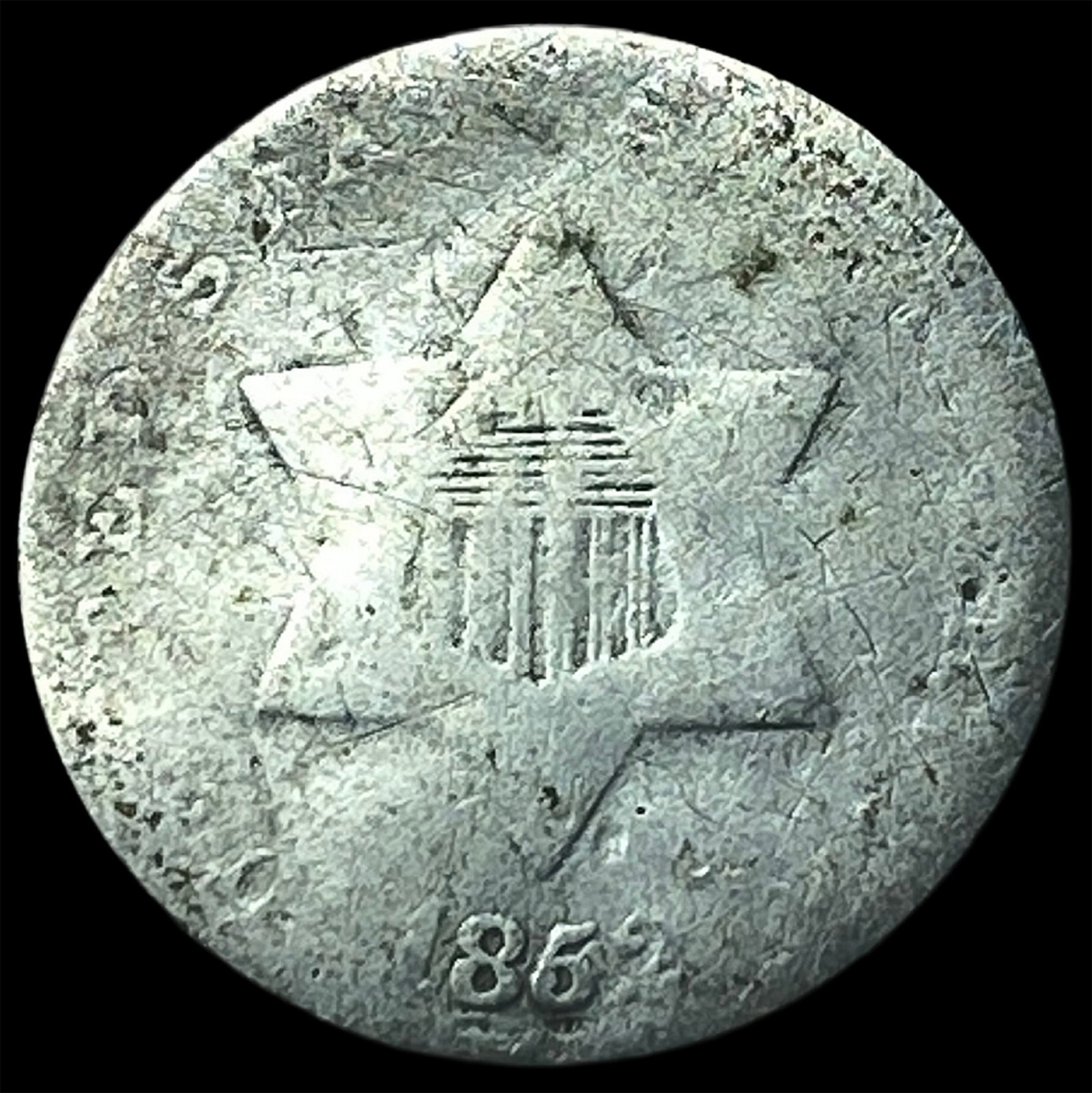 1852 Silver Three-Cent Piece NICELY CIRCULATED: 1852 Silver Three-Cent Piece NICELY CIRCULATED