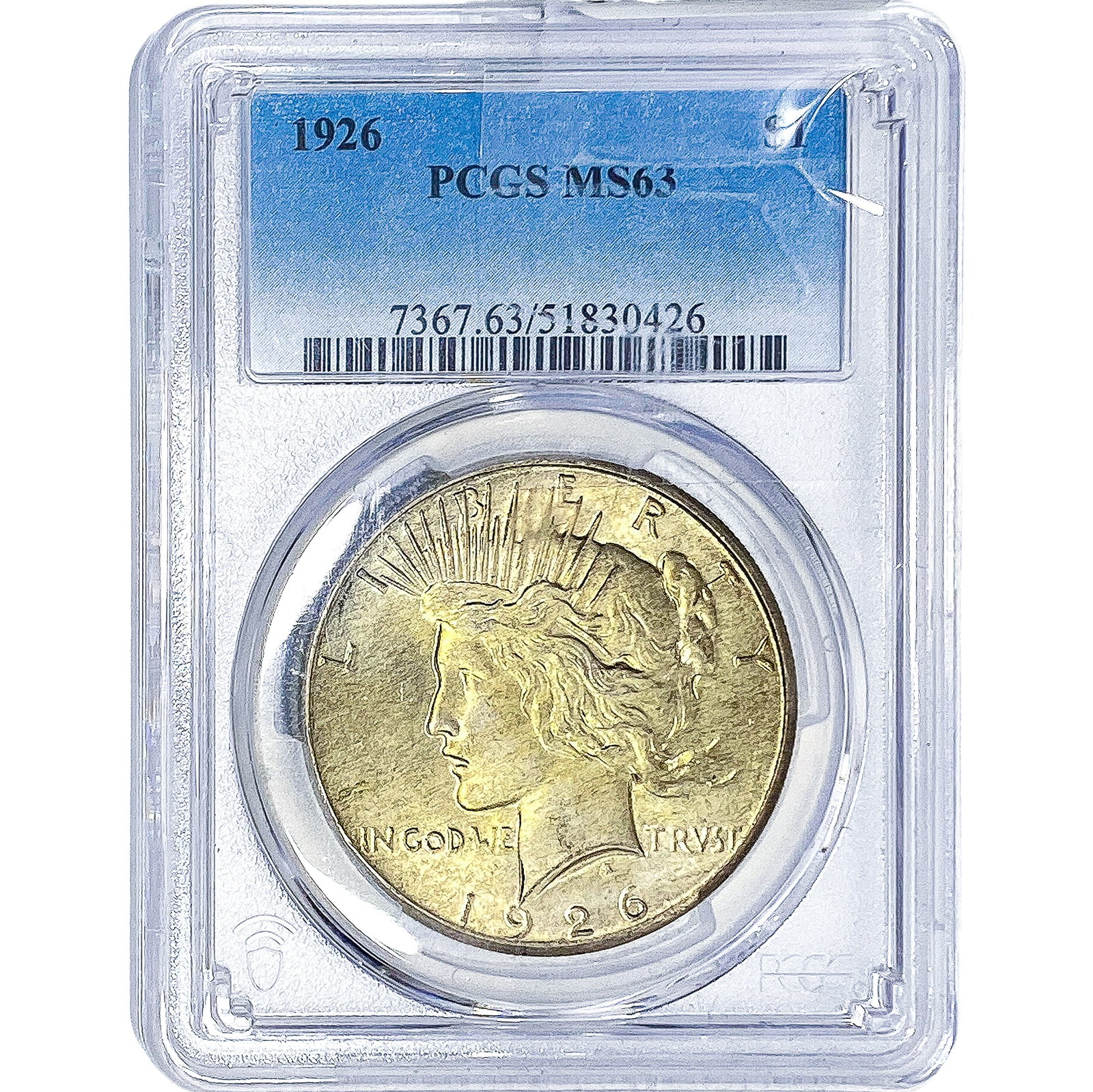1926 Silver Peace Dollar PCGS MS63: 1926 Silver Peace Dollar PCGS MS63