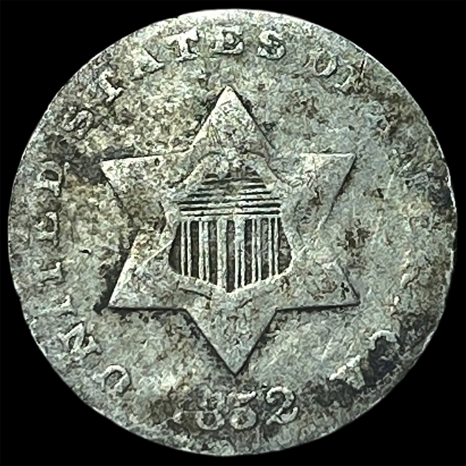 1852 Silver Three-Cent Piece NICELY CIRCULATED: 1852 Silver Three-Cent Piece NICELY CIRCULATED