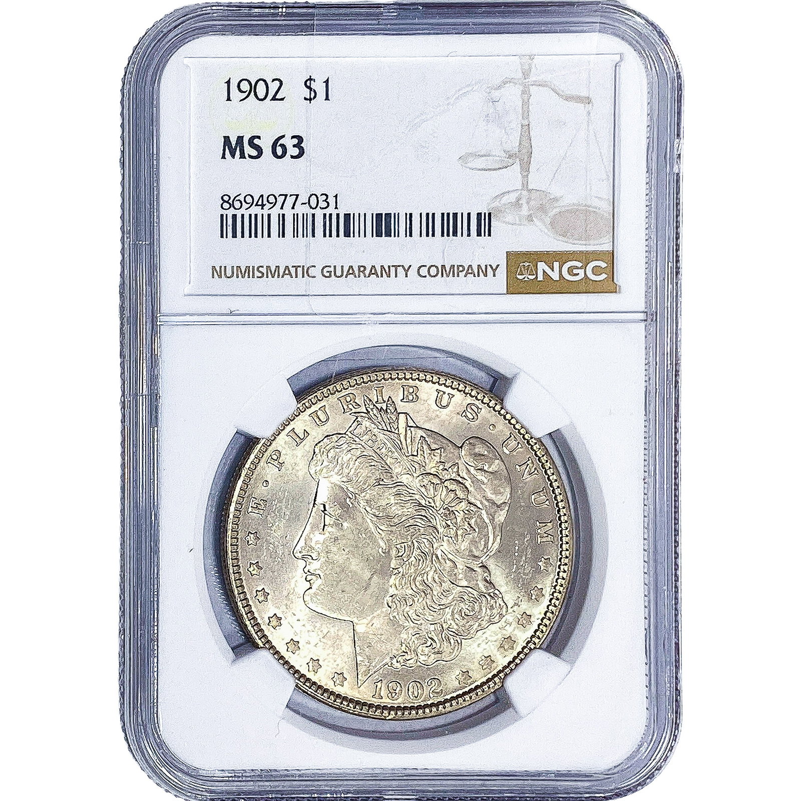 1902 Morgan Silver Dollar NGC MS63: 1902 Morgan Silver Dollar NGC MS63