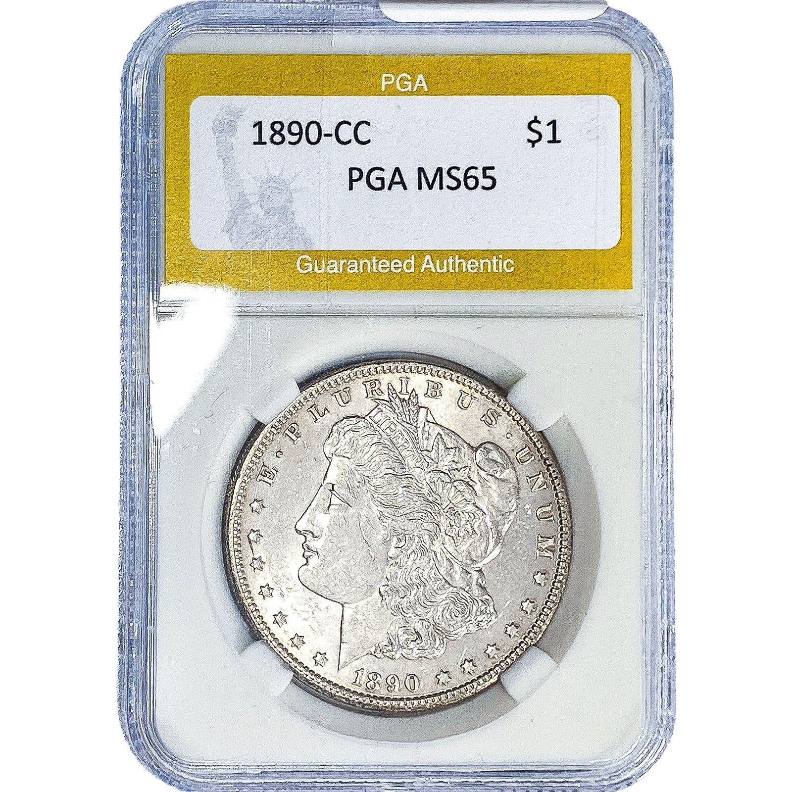 1890-CC Morgan Silver Dollar PGA MS65: 1890-CC Morgan Silver Dollar PGA MS65