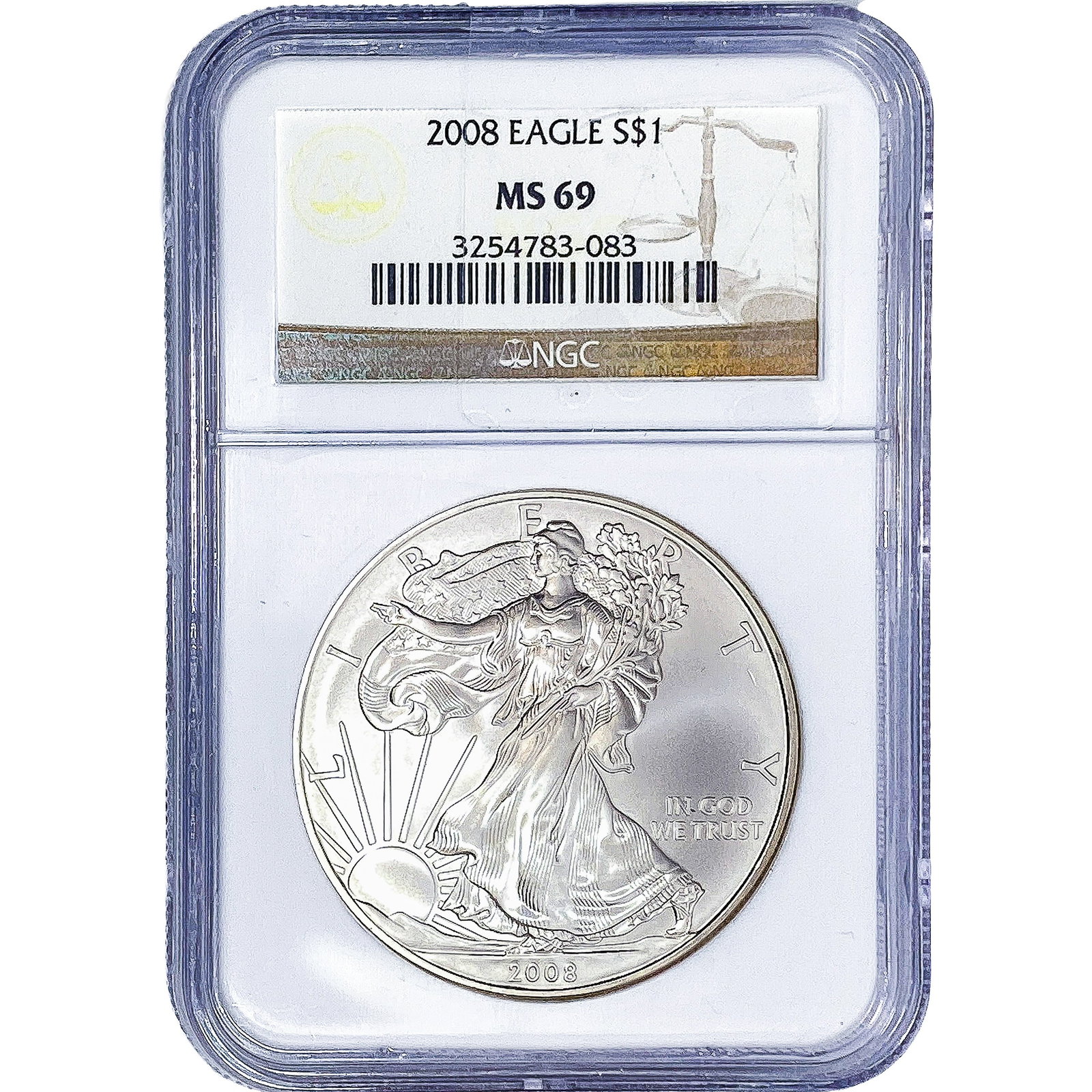 2008 Silver Eagle NGC MS69: 2008 Silver Eagle NGC MS69