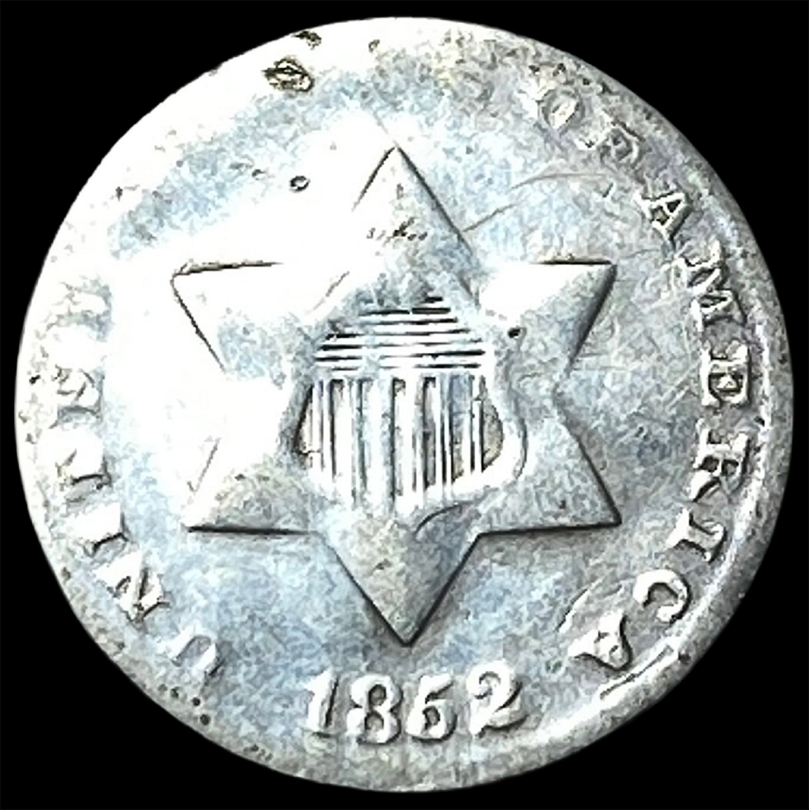 1852 Silver Three-Cent Piece NICELY CIRCULATED: 1852 Silver Three-Cent Piece NICELY CIRCULATED