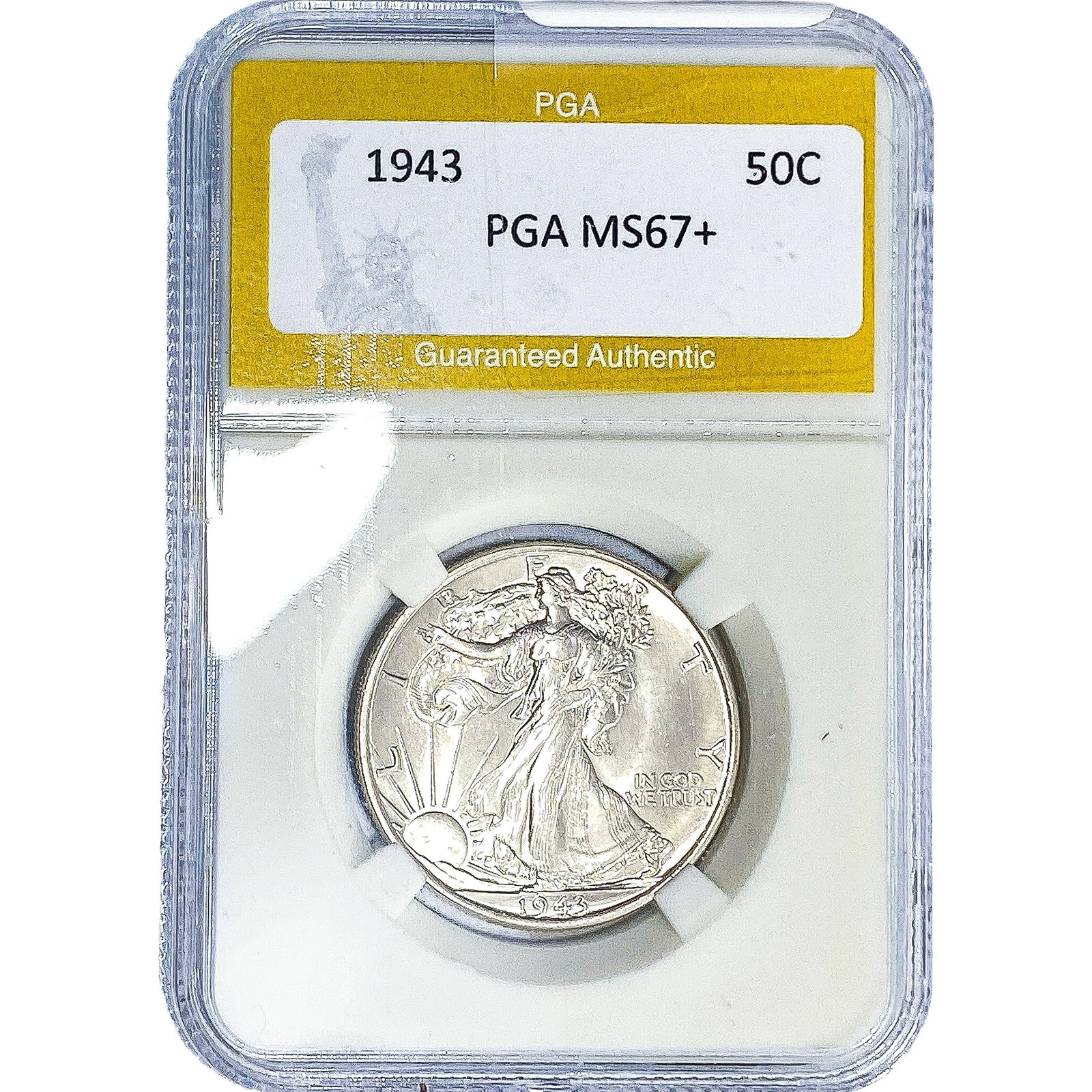 1943 Walking Liberty Half Dollar PGA MS67+: 1943 Walking Liberty Half Dollar PGA MS67+