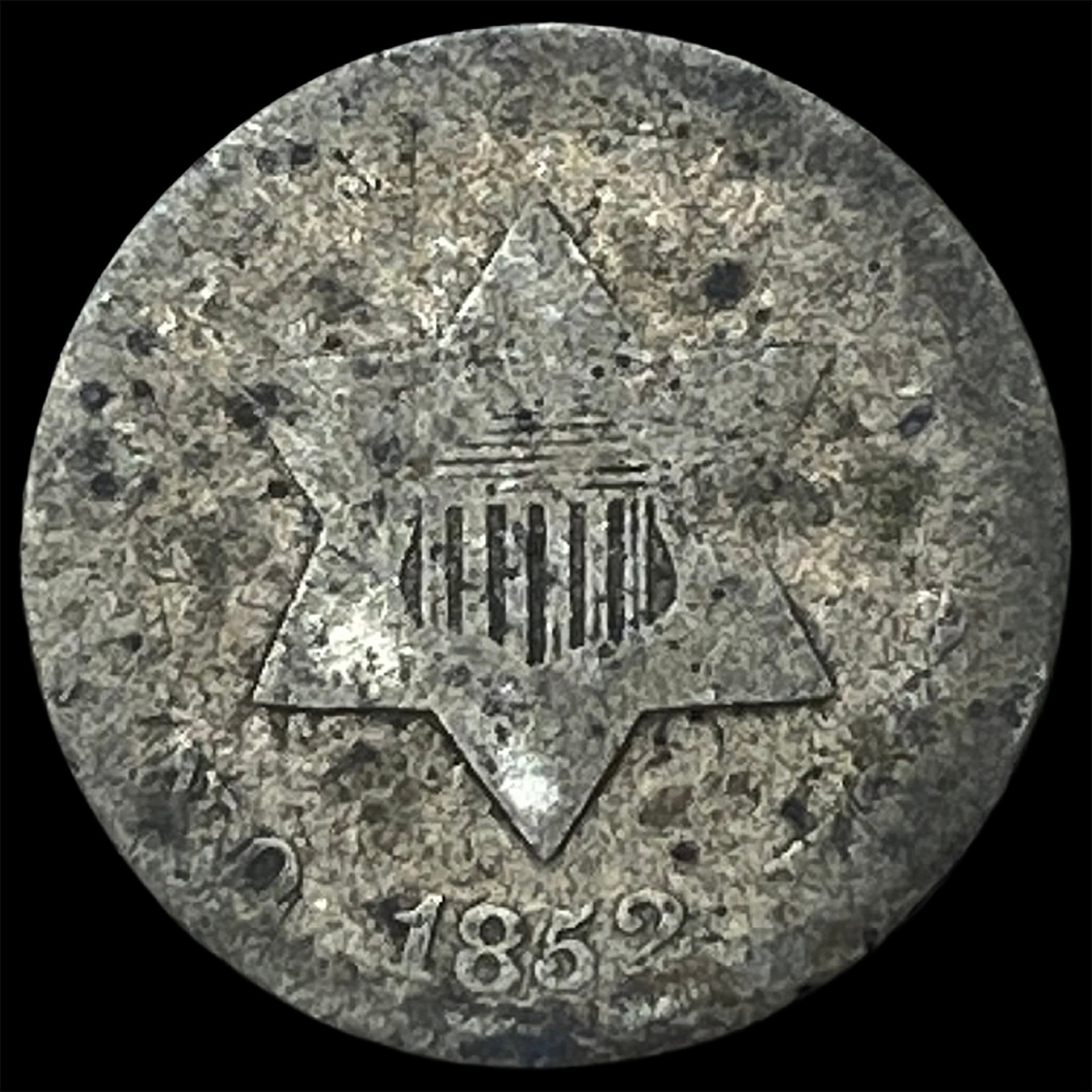 1852 Silver Three-Cent Piece NICELY CIRCULATED: 1852 Silver Three-Cent Piece NICELY CIRCULATED