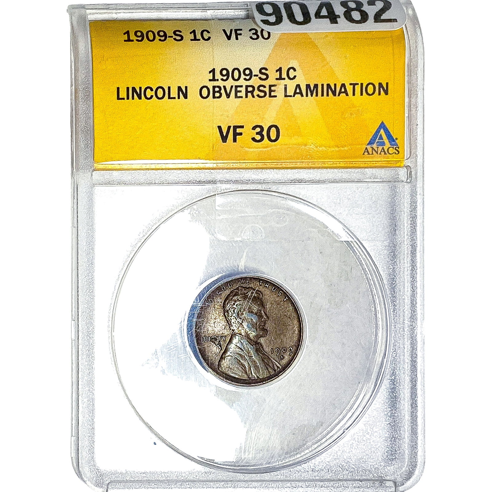 1909-S Wheat Cent ANACS VF30: 1909-S Wheat Cent ANACS VF30