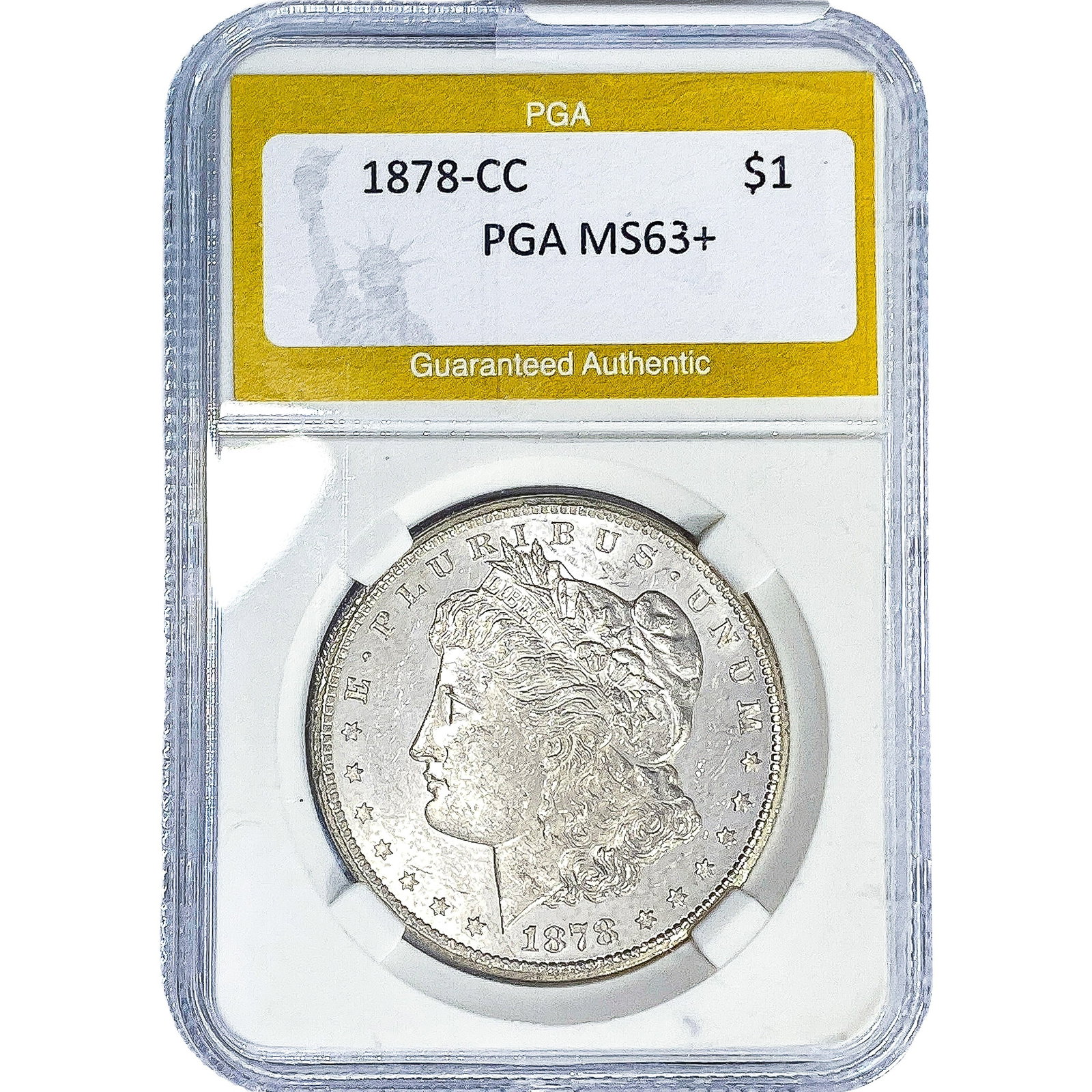 1878-CC Morgan Silver Dollar PGA MS63+: 1878-CC Morgan Silver Dollar PGA MS63+