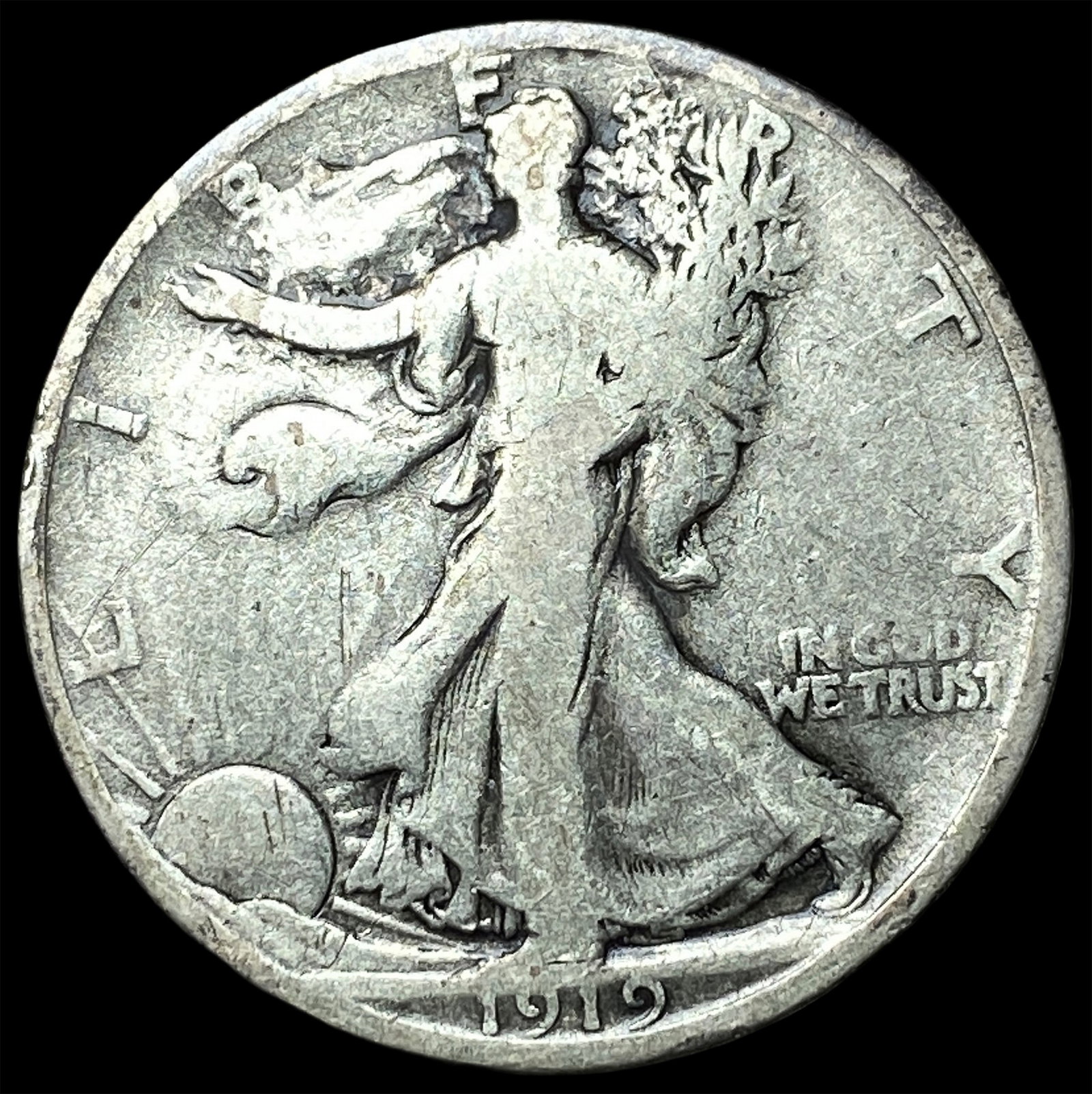 1919-D Silver Half Dollar Walking Liberty LIGHTLY CIRCULATED: 1919-D Silver Half Dollar Walking Liberty LIGHTLY CIRCULATED