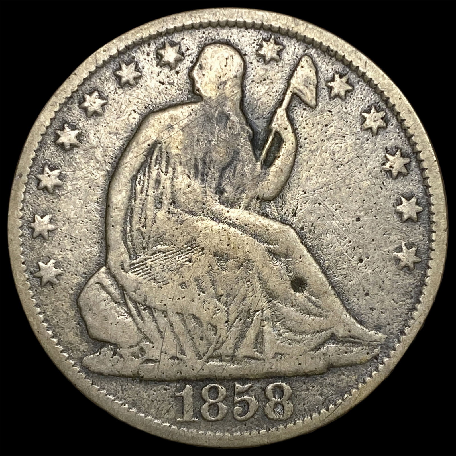 1858-O Silver Half Dollar NICELY CIRCULATED: 1858-O Silver Half Dollar NICELY CIRCULATED