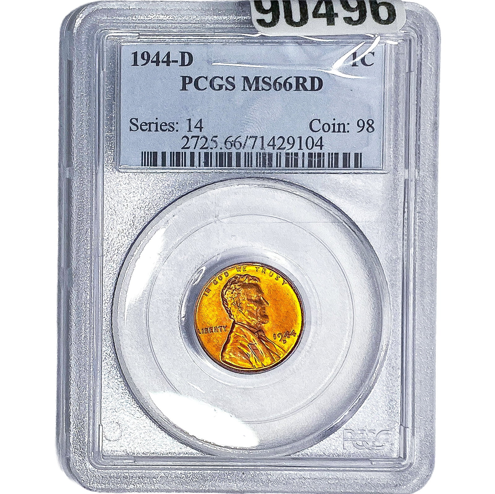 1944-D Wheat Cent PCGS MS66 RD: 1944-D Wheat Cent PCGS MS66 RD