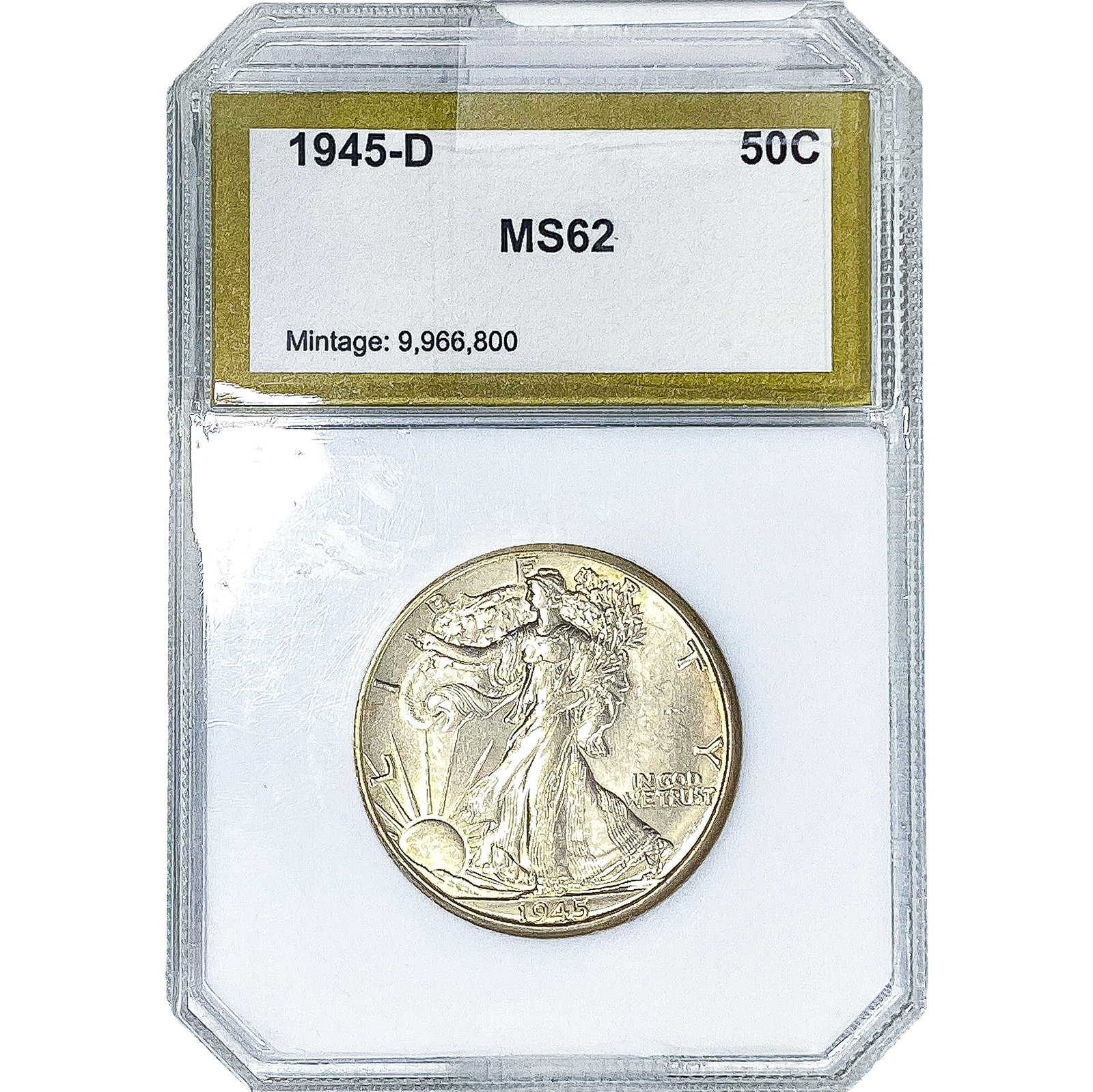 1945-D Walking Liberty Half Dollar PCI MS62: 1945-D Walking Liberty Half Dollar PCI MS62