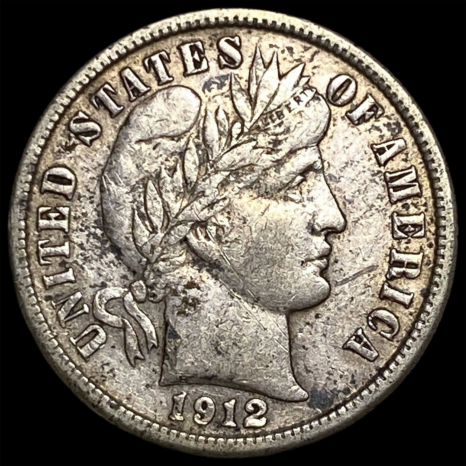 1912-S Silver Barber Dime NEARLY UNCIRCULATED: 1912-S Silver Barber Dime NEARLY UNCIRCULATED