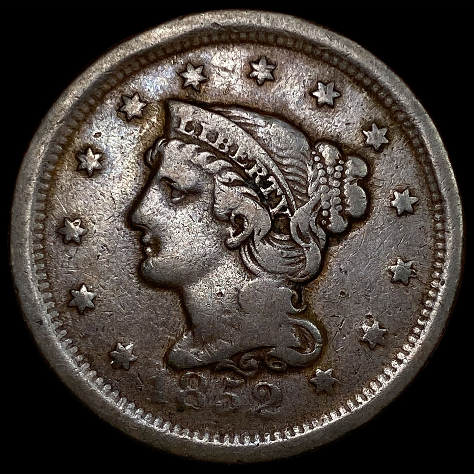 1852 Braided Hair Large Cent LIGHTLY CIRCULATED: 1852 Braided Hair Large Cent LIGHTLY CIRCULATED