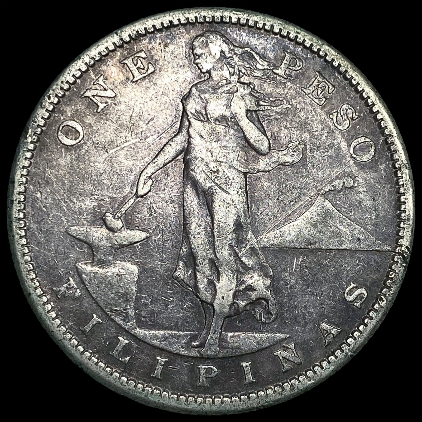 1907 Silver One Peso Philippines NICELY CIRCULATED: 1907 Silver One Peso Philippines NICELY CIRCULATED