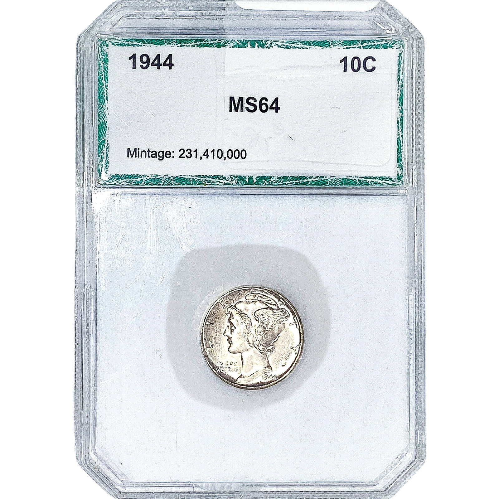 1944 Mercury Silver Dime PCI MS64: 1944 Mercury Silver Dime PCI MS64