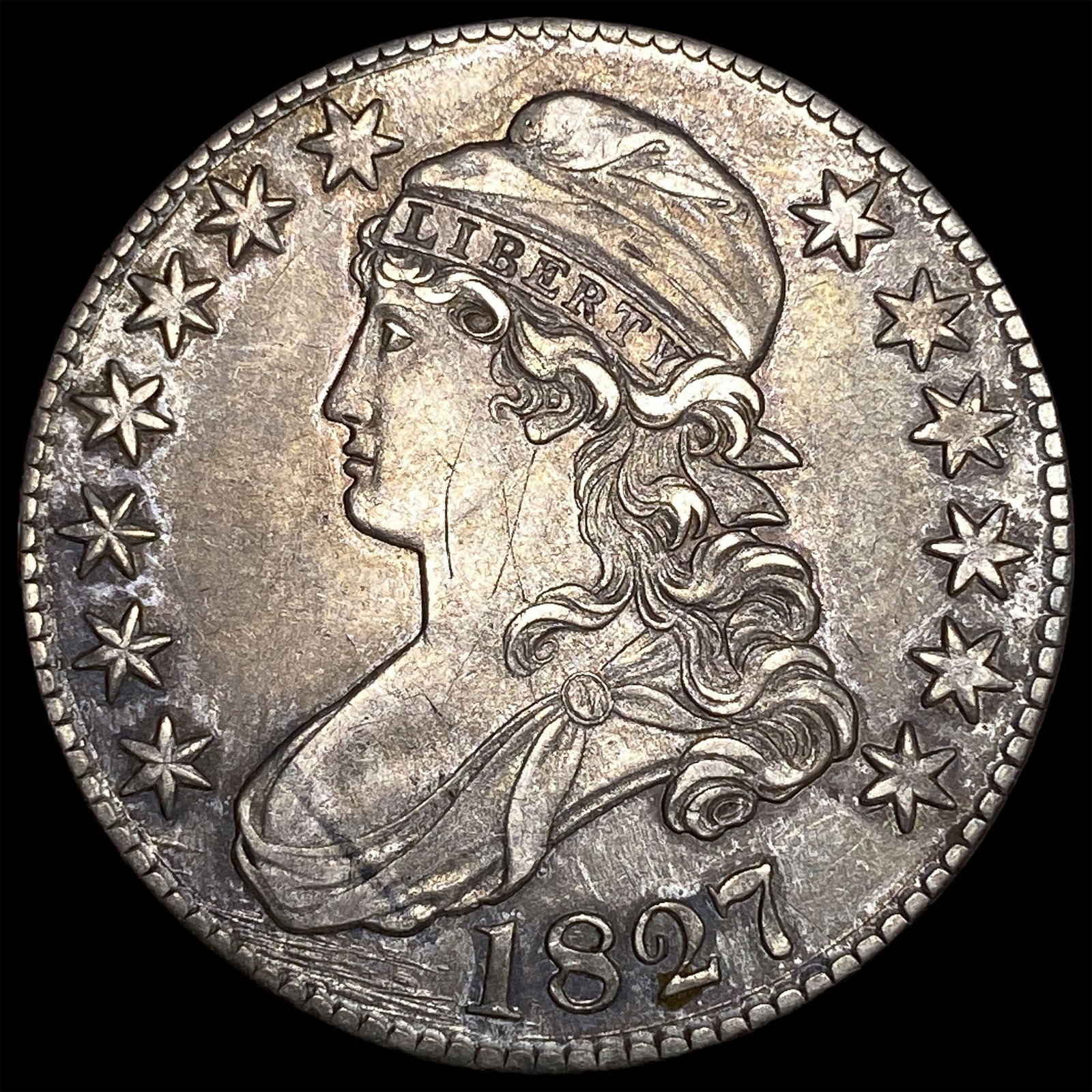 1827 Capped Bust Half Dollar CLOSELY UNCIRCULATED: 1827 Capped Bust Half Dollar CLOSELY UNCIRCULATED