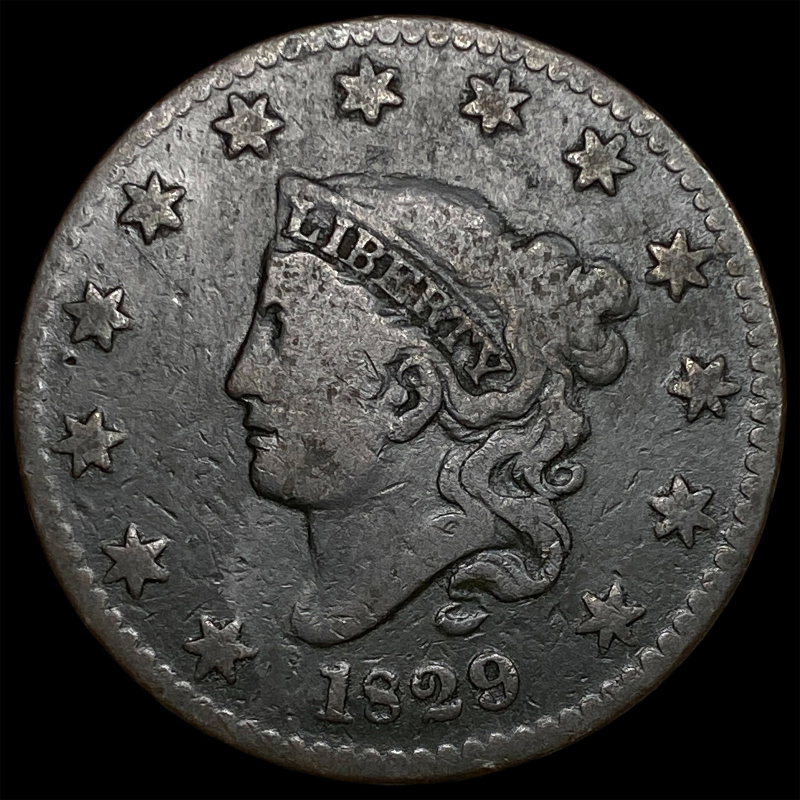 1829 Coronet Head Large Cent NICELY CIRCULATED: 1829 Coronet Head Large Cent NICELY CIRCULATED