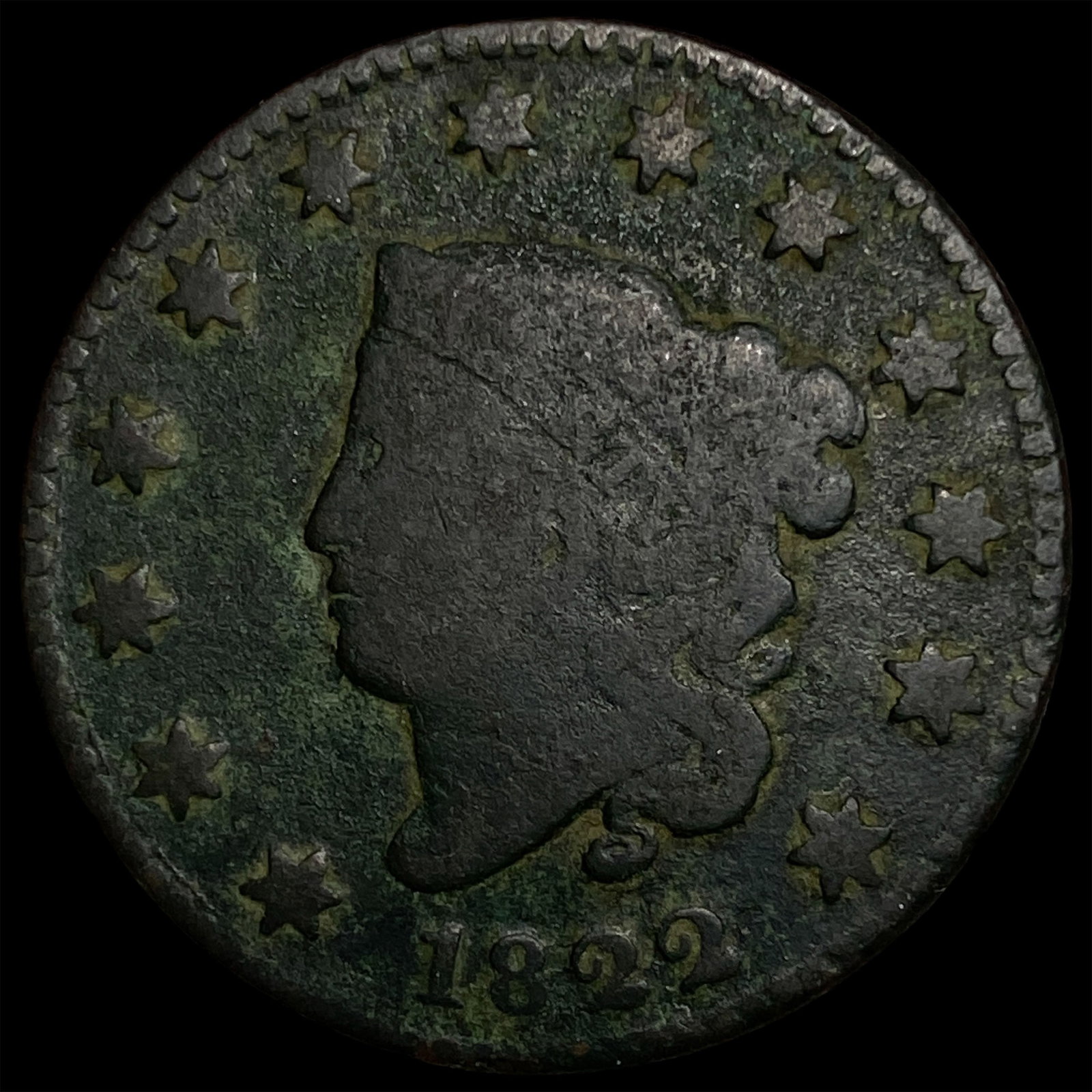 1822 Coronet Head Large Cent NICELY CIRCULATED: 1822 Coronet Head Large Cent NICELY CIRCULATED