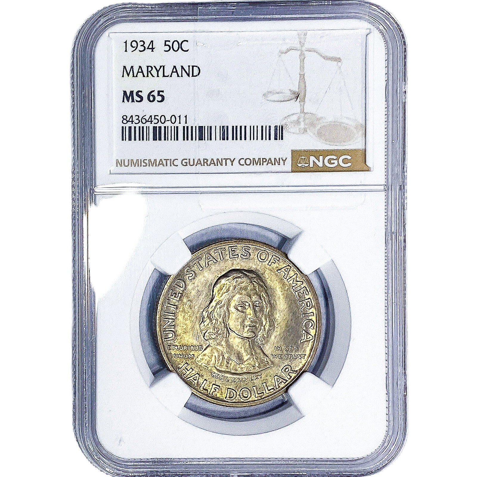 1934 Maryland Half Dollar NGC MS65: 1934 Maryland Half Dollar NGC MS65