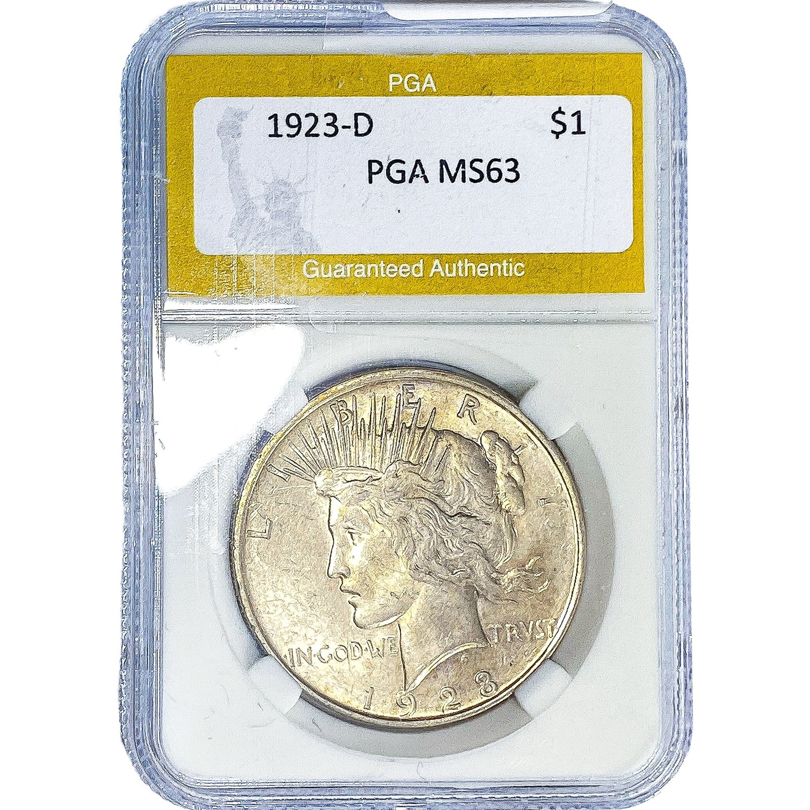 1923-D Silver Peace Dollar PGA MS63: 1923-D Silver Peace Dollar PGA MS63