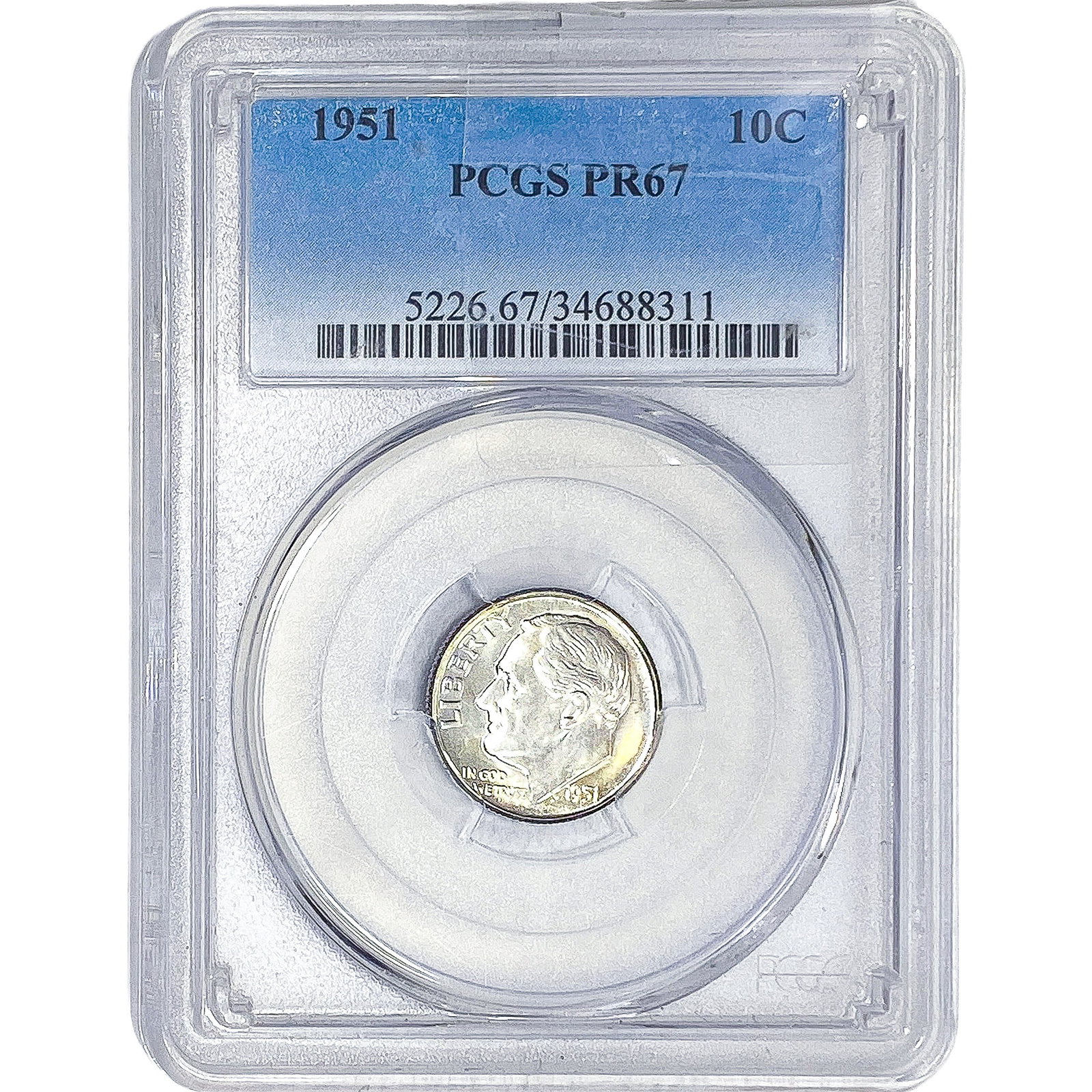 1951 Roosevelt Dime PCGS PR67: 1951 Roosevelt Dime PCGS PR67