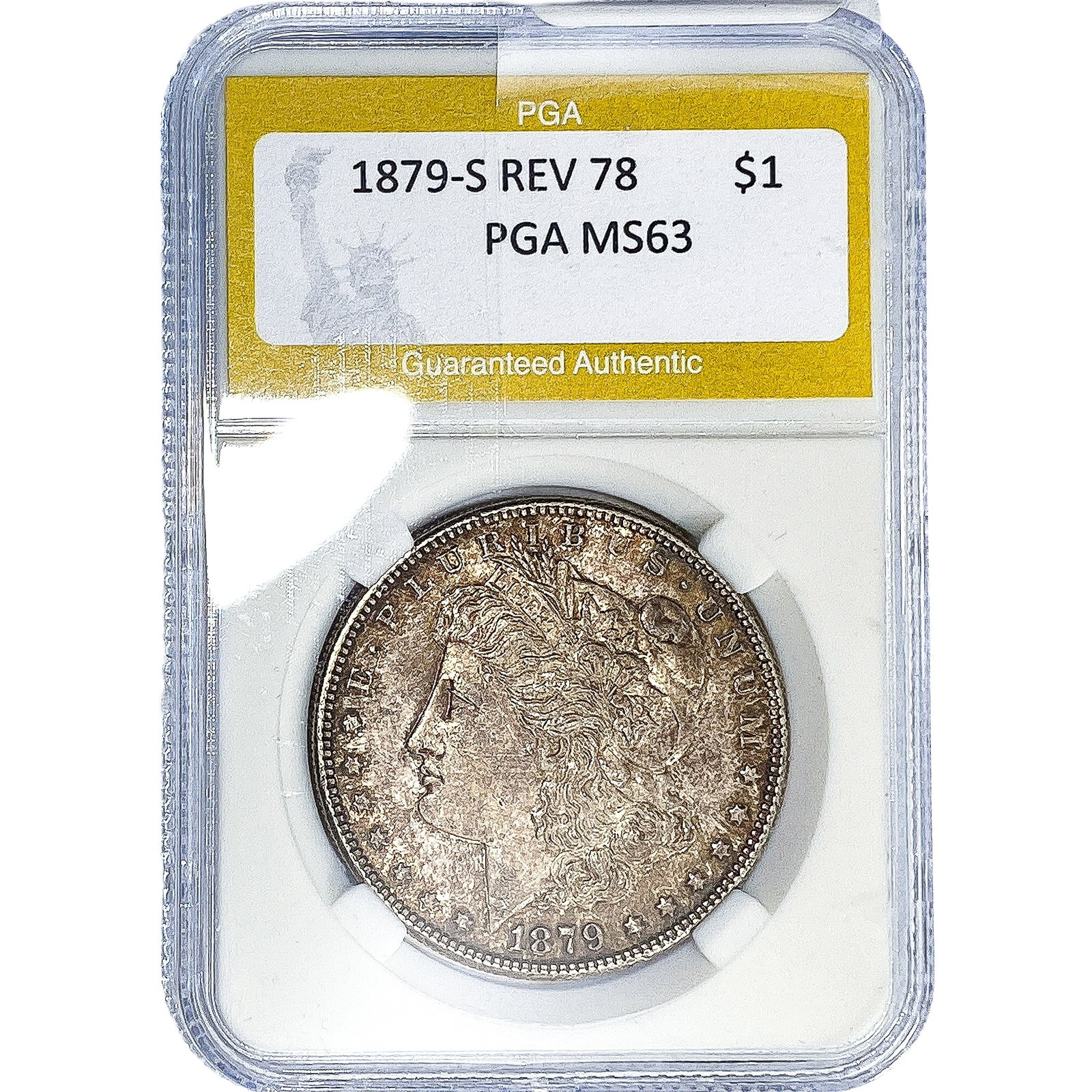 1879-S REV 78 Morgan Silver Dollar PGA MS63: 1879-S REV 78 Morgan Silver Dollar PGA MS63