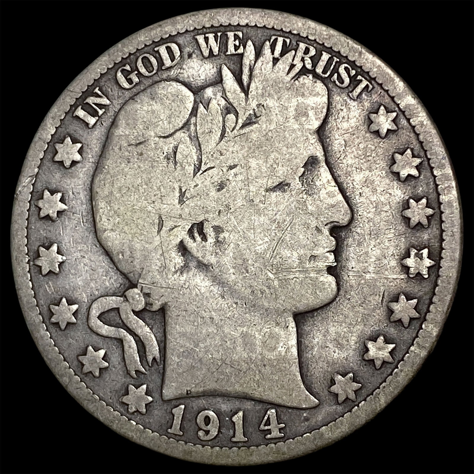 1914 Silver Half Dollar Barber NICELY CIRCULATED: 1914 Silver Half Dollar Barber NICELY CIRCULATED