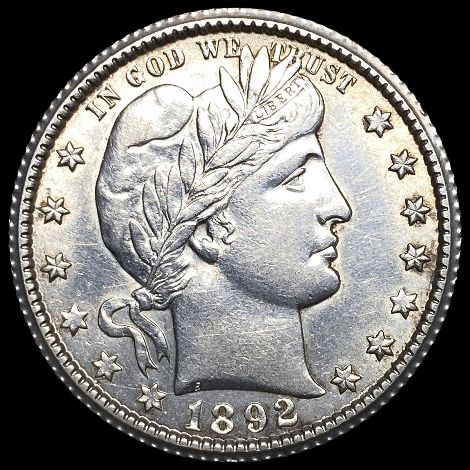 1892-O Silver Barber Quarter ABOUT UNCIRCULATED: 1892-O Silver Barber Quarter ABOUT UNCIRCULATED