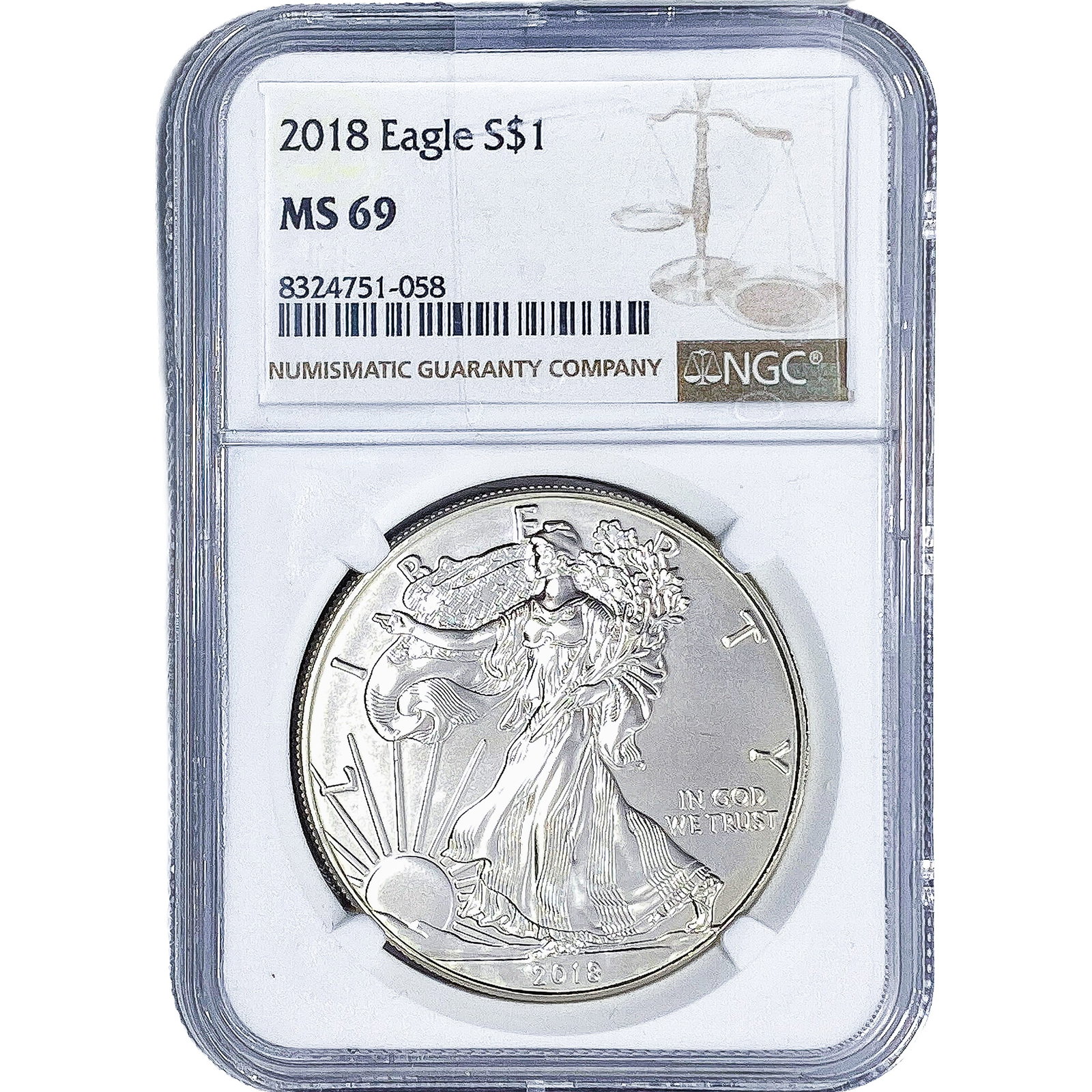 2018 Silver Eagle NGC MS69: 2018 Silver Eagle NGC MS69