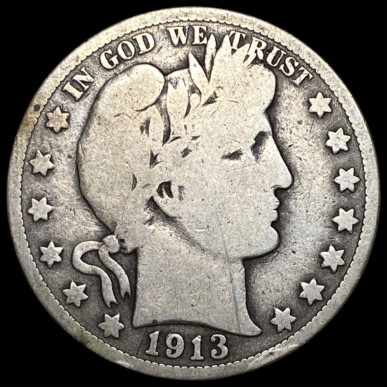 1913 Barber Half Dollar NICELY CIRCULATED: 1913 Barber Half Dollar NICELY CIRCULATED