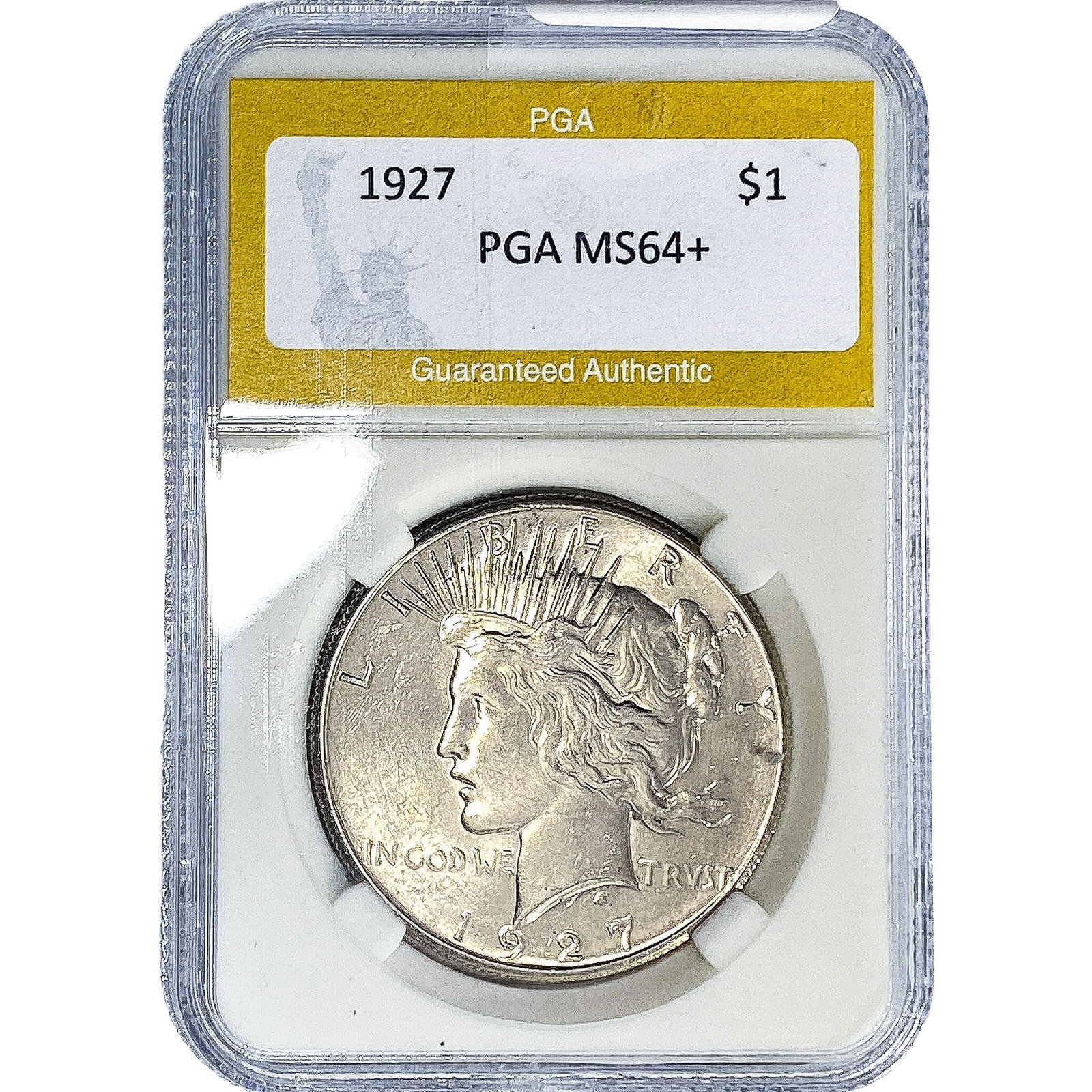 1927 Silver Peace Dollar PGA MS64+: 1927 Silver Peace Dollar PGA MS64+