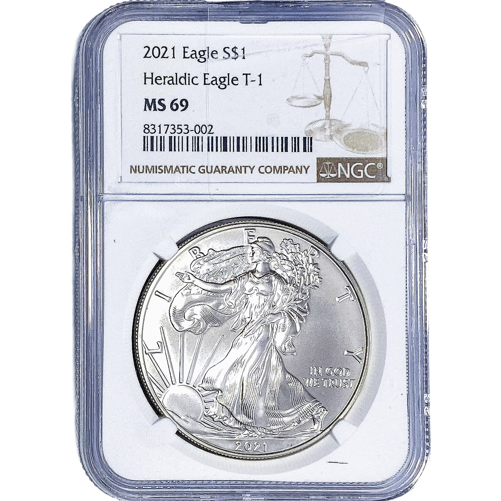 2021 Silver Eagle NGC MS69 Heraldic Eagle T-1: 2021 Silver Eagle NGC MS69 Heraldic Eagle T-1