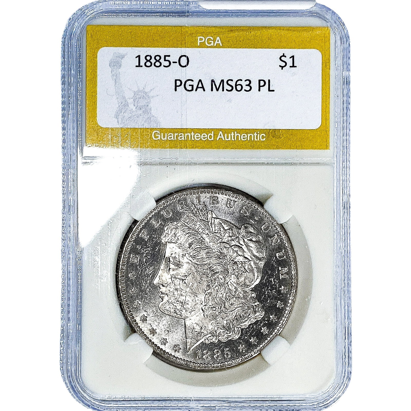 1885-O Morgan Silver Dollar PGA MS63 PL: 1885-O Morgan Silver Dollar PGA MS63 PL