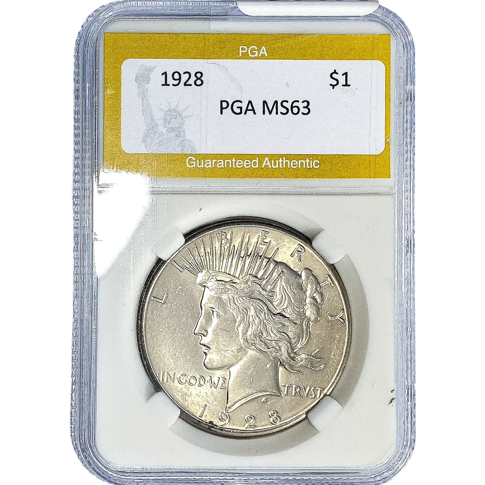 1928 Silver Peace Dollar PGA MS63: 1928 Silver Peace Dollar PGA MS63
