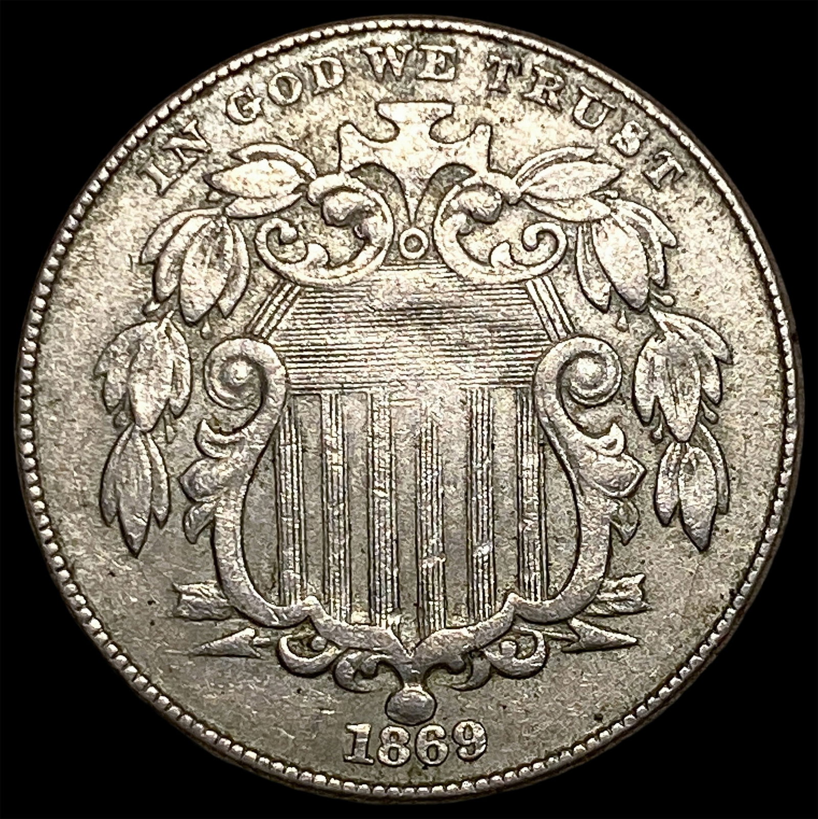 1869 Shield Nickel NEARLY UNCIRCULATED (1 of 2)