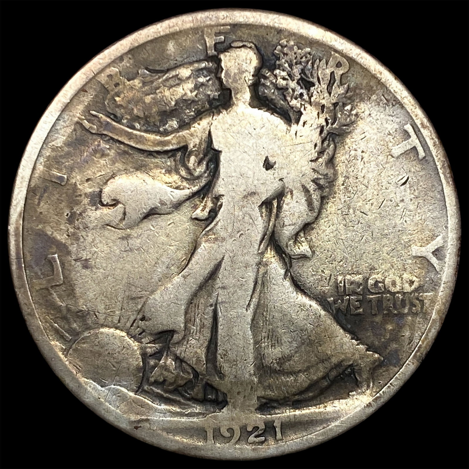 1921-S Silver Walking Liberty Half Dollar NICELY CIRCULATED: 1921-S Silver Walking Liberty Half Dollar NICELY CIRCULATED