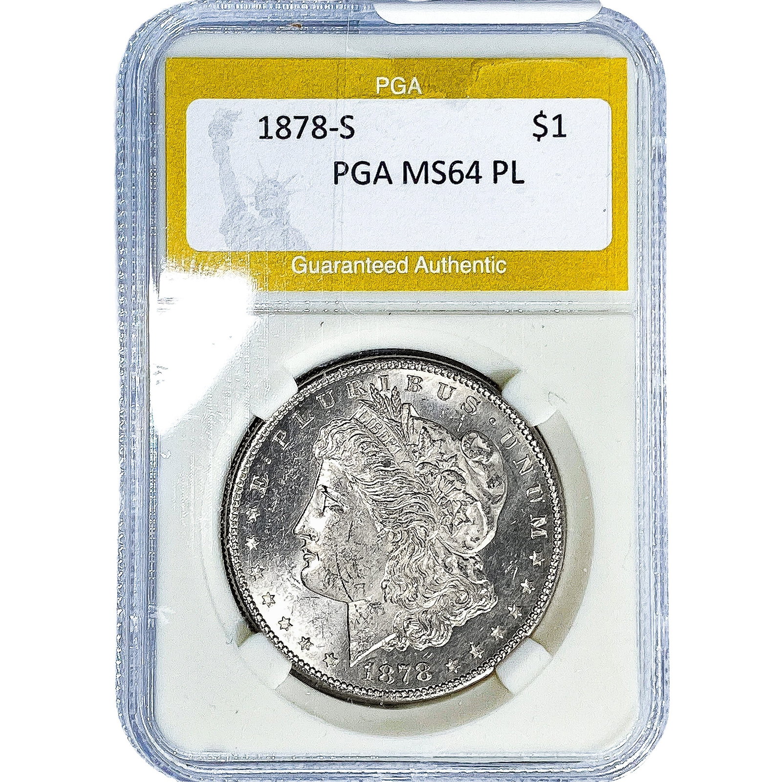 1878-S Morgan Silver Dollar PGA MS64 PL: 1878-S Morgan Silver Dollar PGA MS64 PL