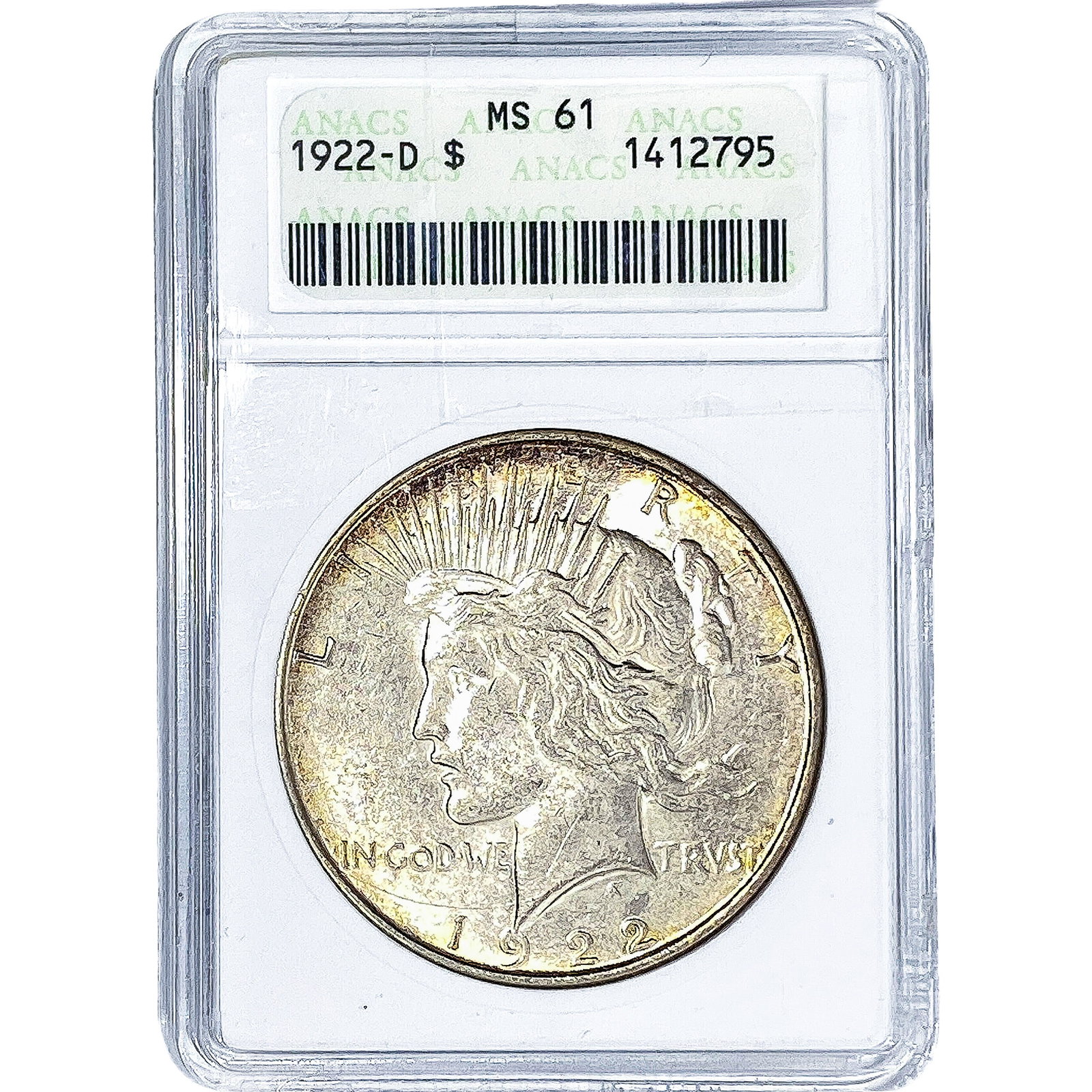 1922-D Silver Peace Dollar ANACS MS61: 1922-D Silver Peace Dollar ANACS MS61