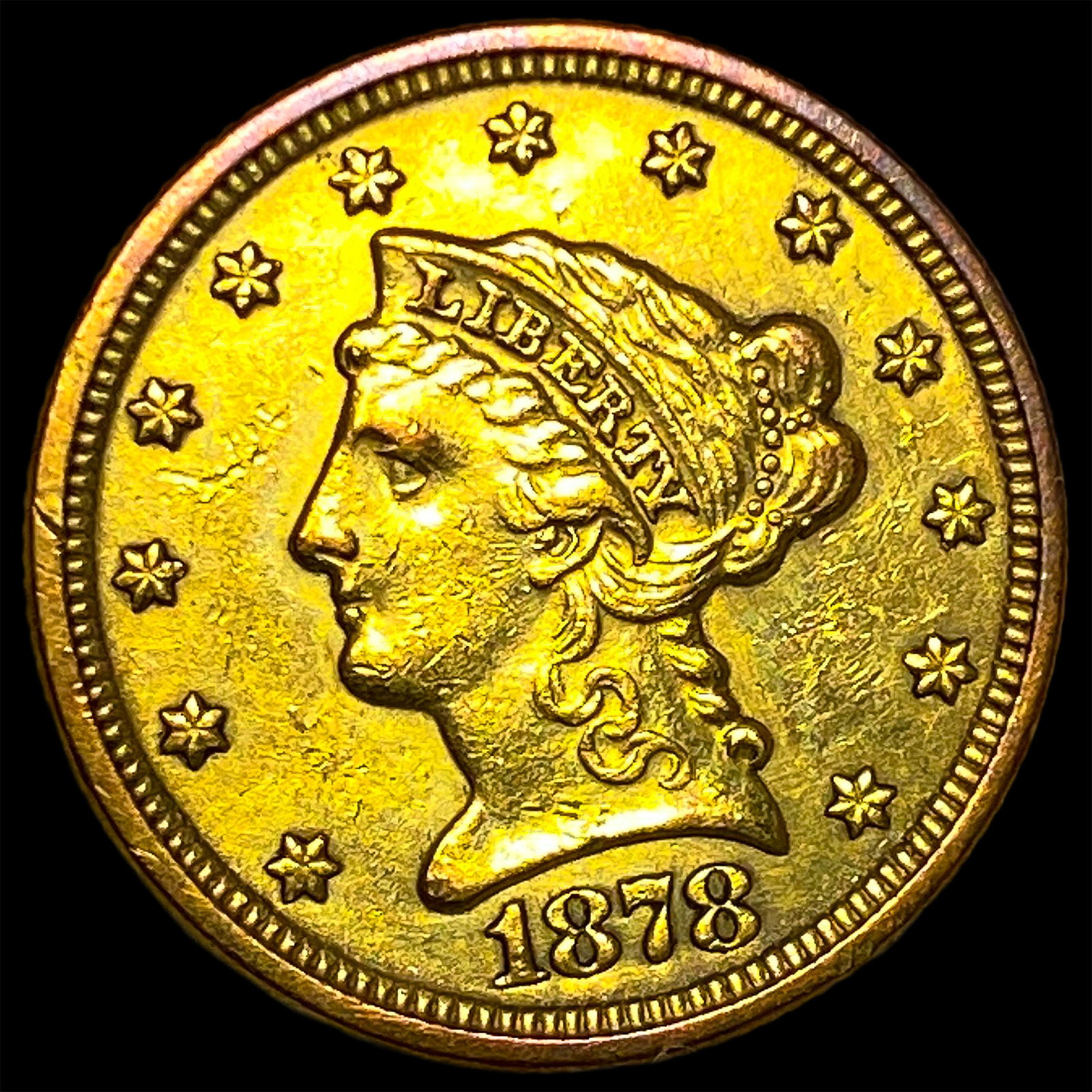 1878 Gold $2.50 Liberty Head Quarter Eagle CLOSELY UNCIRCULATED: 1878 Gold $2.50 Liberty Head Quarter Eagle CLOSELY UNCIRCULATED