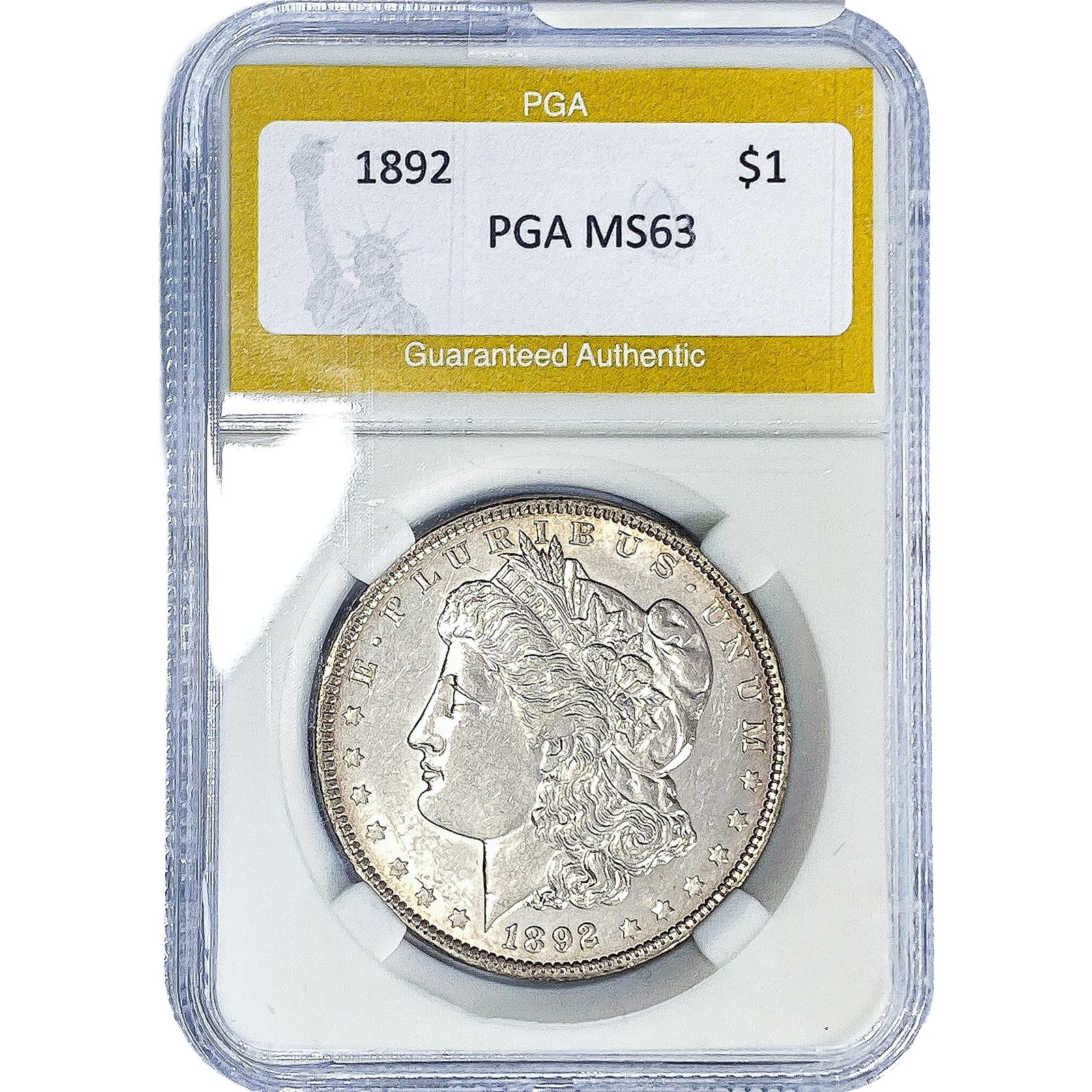 1892 Morgan Silver Dollar PGA MS63: 1892 Morgan Silver Dollar PGA MS63