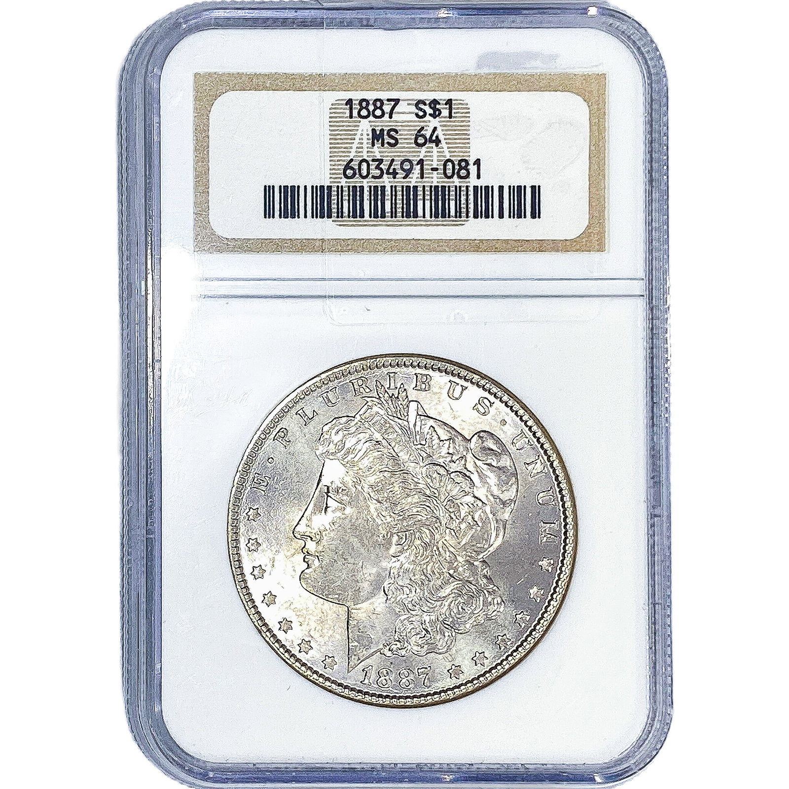 1887 Morgan Silver Dollar NGC MS64: 1887 Morgan Silver Dollar NGC MS64