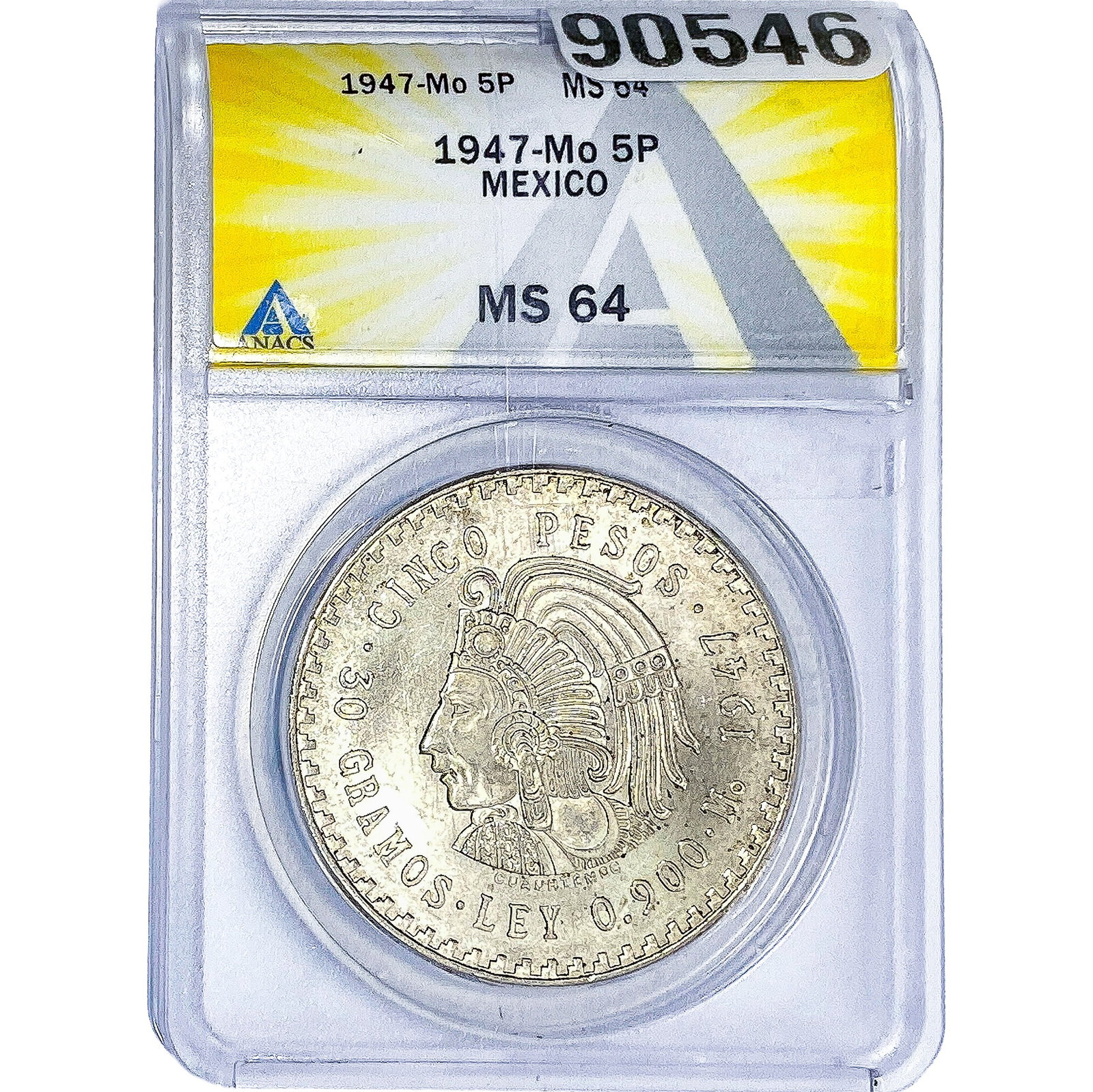 1947-Mo 5P Mexico ANACS MS64: 1947-Mo 5P Mexico ANACS MS64