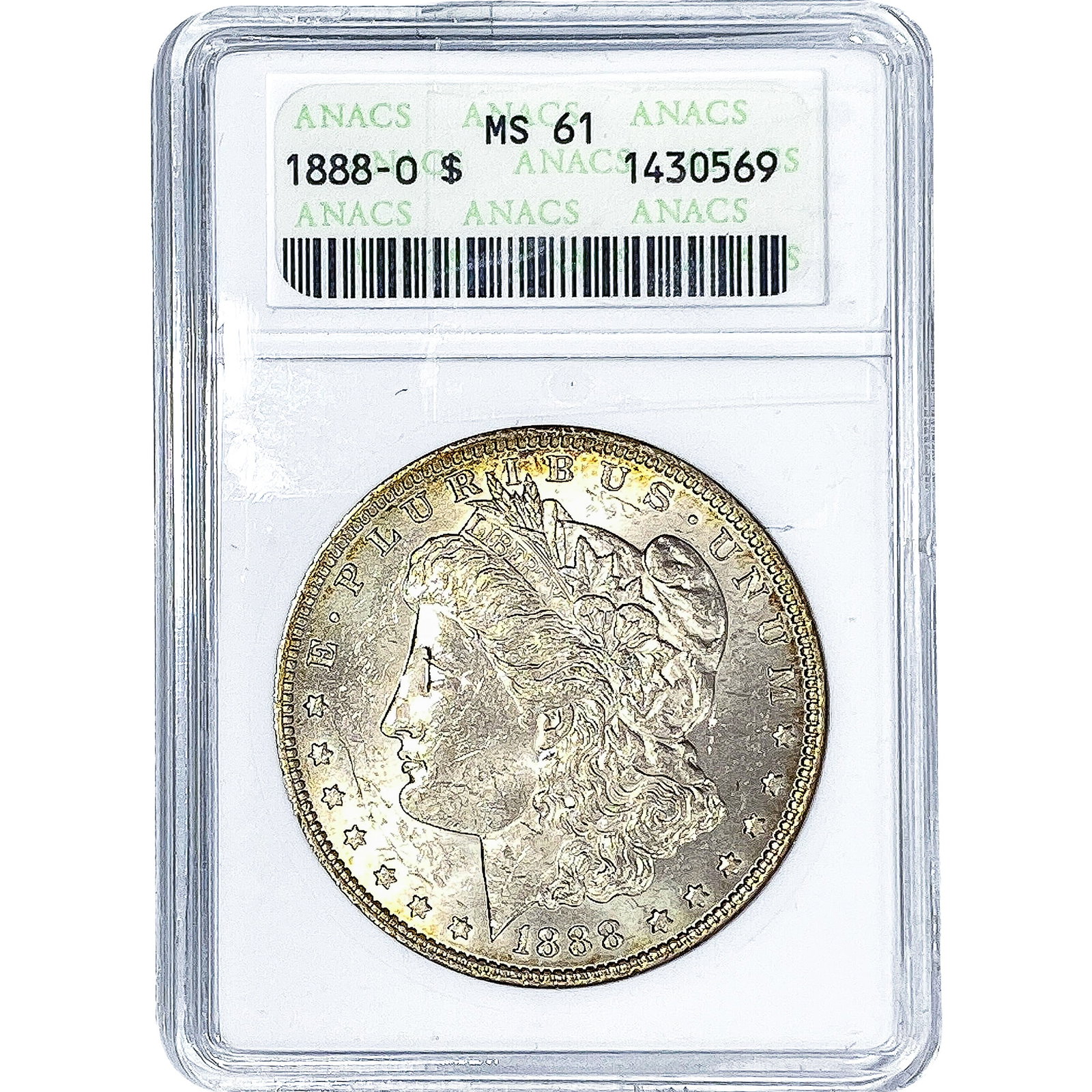 1888-O Morgan Silver Dollar ANACS MS61: 1888-O Morgan Silver Dollar ANACS MS61