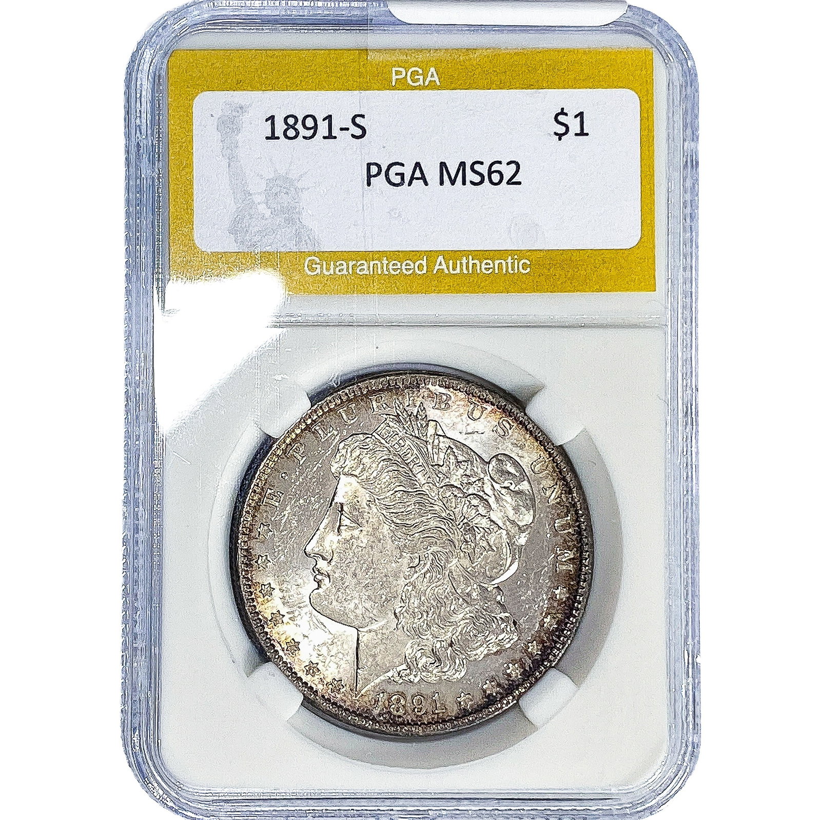 1891-S Morgan Silver Dollar PGA MS62: 1891-S Morgan Silver Dollar PGA MS62