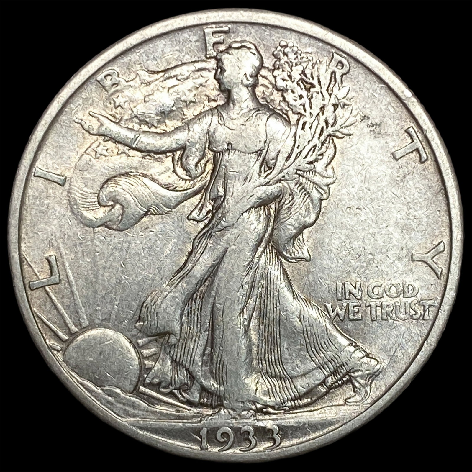 1933-S Silver Walking Liberty Half Dollar NEARLY UNCIRCULATED: 1933-S Silver Walking Liberty Half Dollar NEARLY UNCIRCULATED